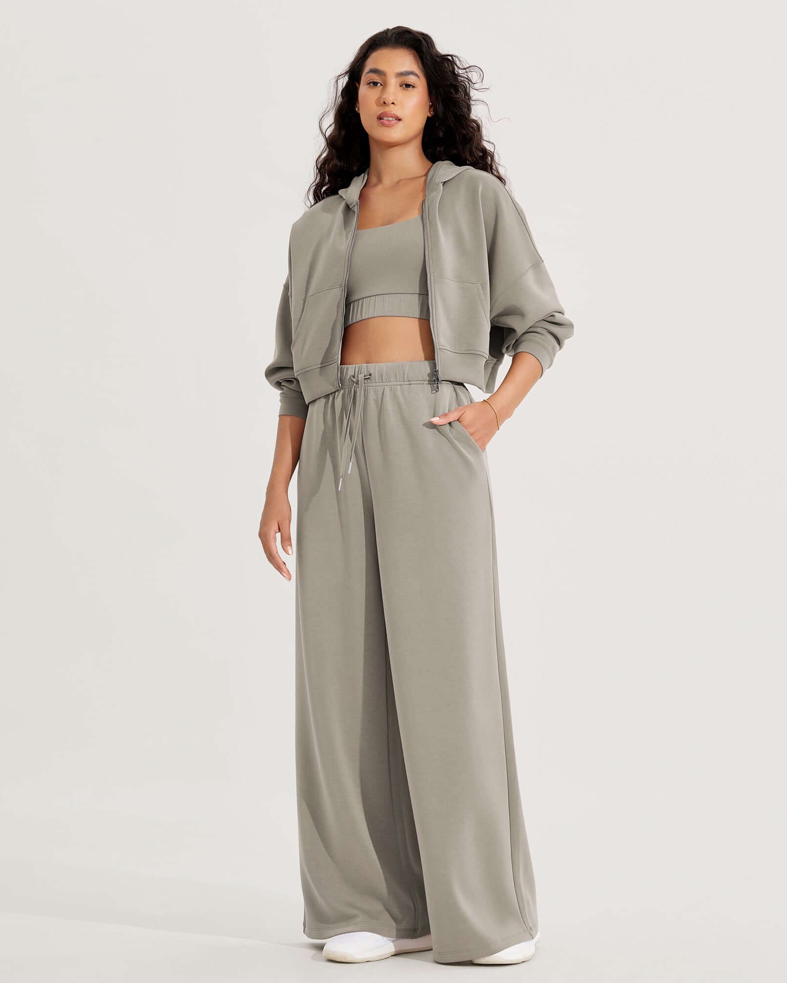 Modal Soft Drawstring High Waist Pull-On Casual Pants with Pockets - ododos