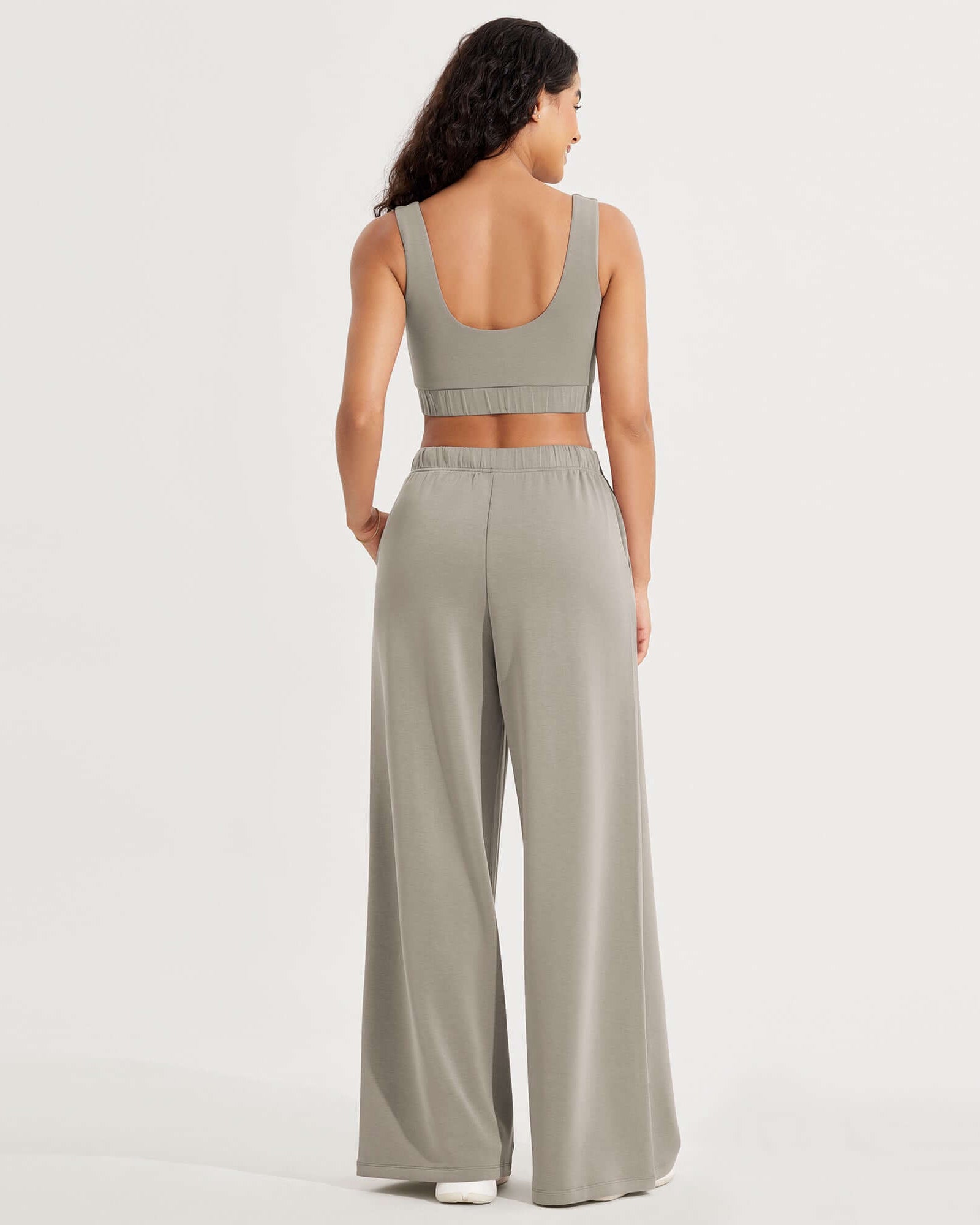 Modal Soft Drawstring High Waist Pull-On Casual Pants with Pockets - ododos