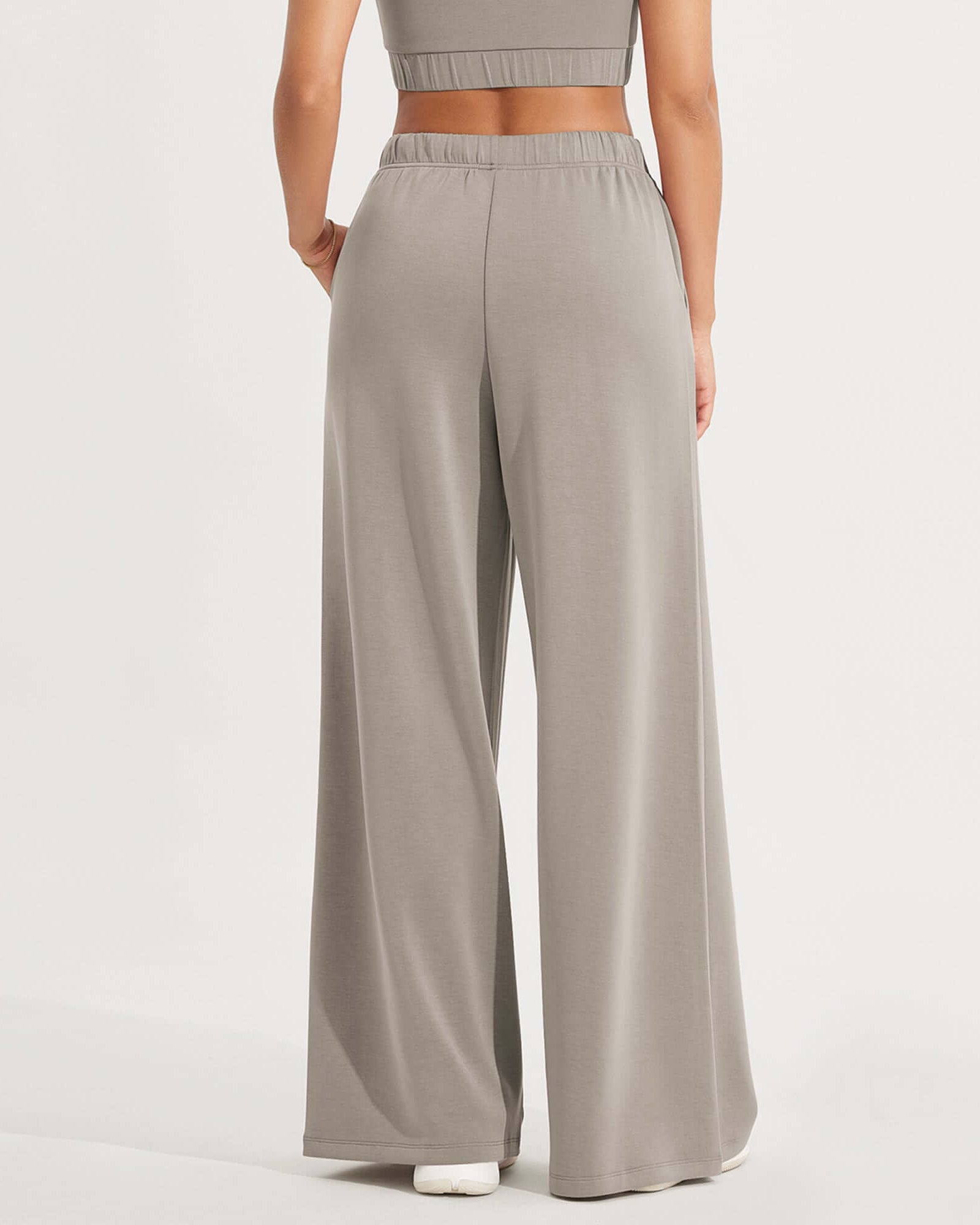 Modal Soft Drawstring High Waist Pull-On Casual Pants with Pockets - ododos