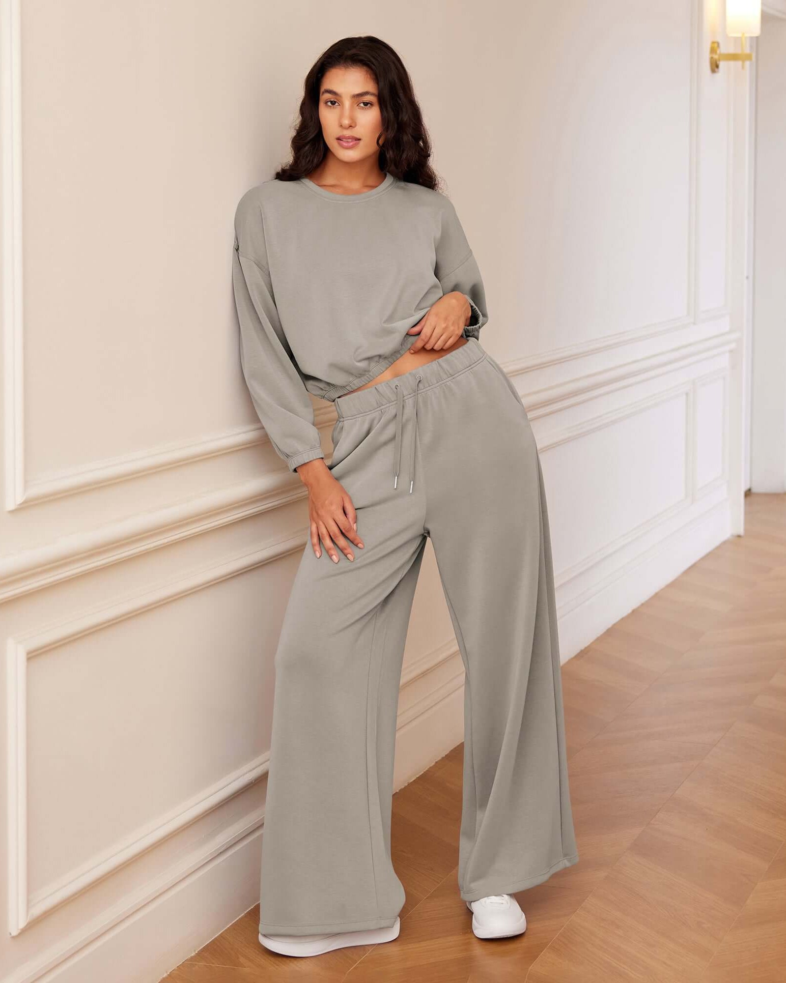 Modal Soft Drawstring High Waist Pull-On Casual Pants with Pockets - ododos