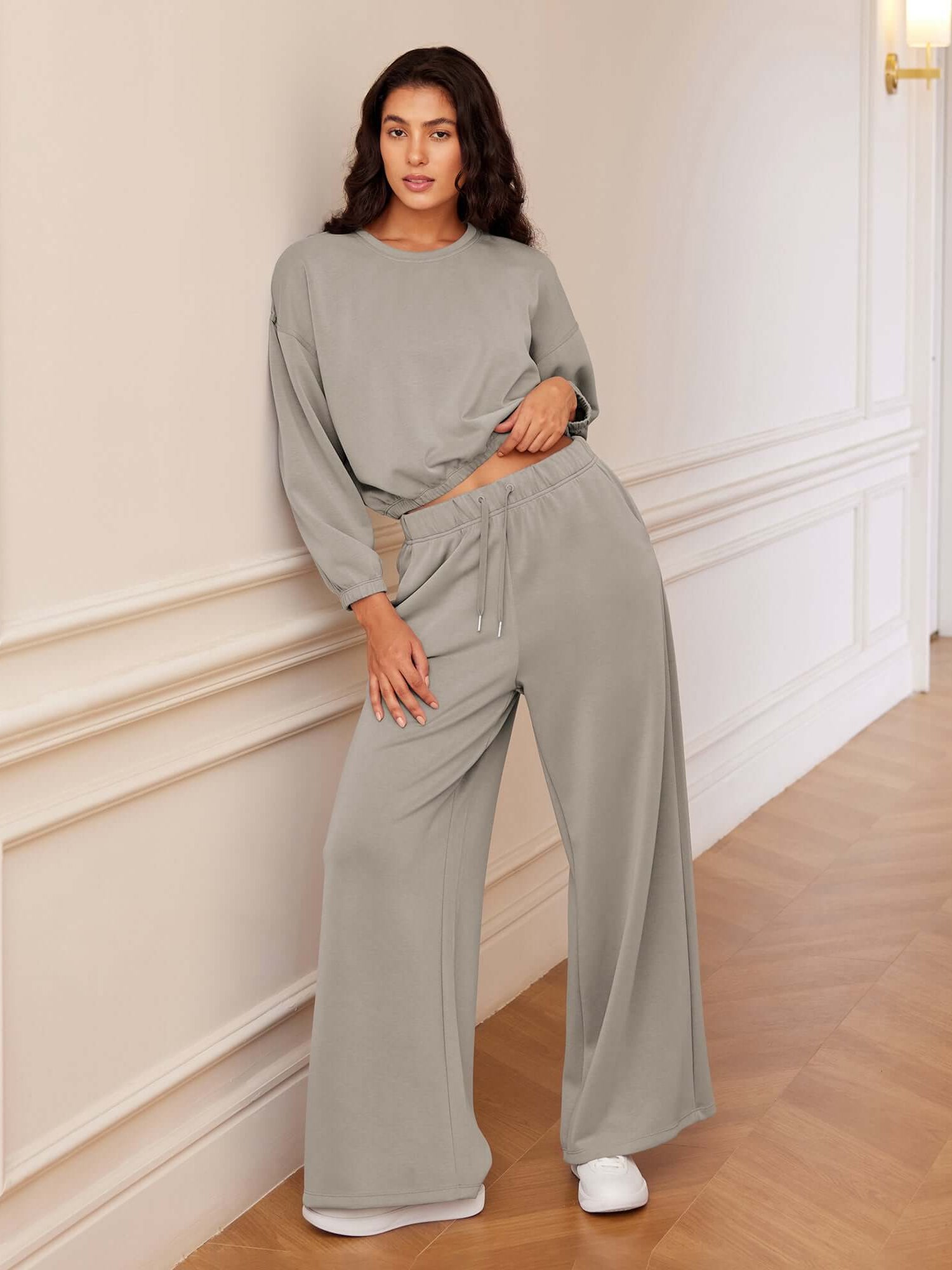 Modal Soft Drawstring High Waist Pull-On Casual Pants with Pockets - ododos