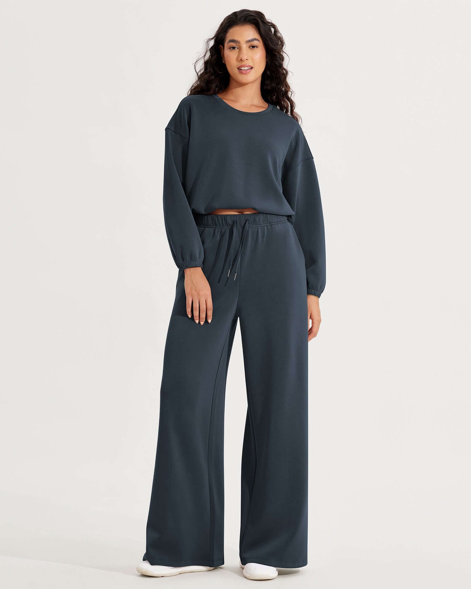 Modal Soft Drawstring High Waist Pull-On Casual Pants with Pockets - ododos