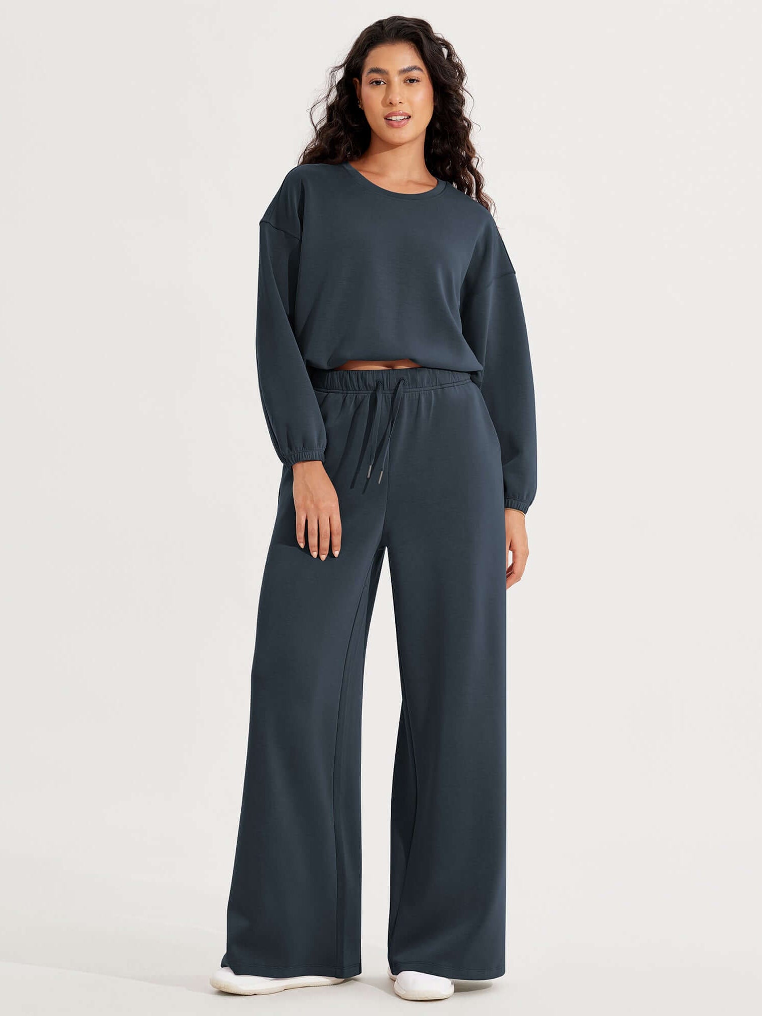 Modal Soft Drawstring High Waist Pull-On Casual Pants with Pockets - ododos