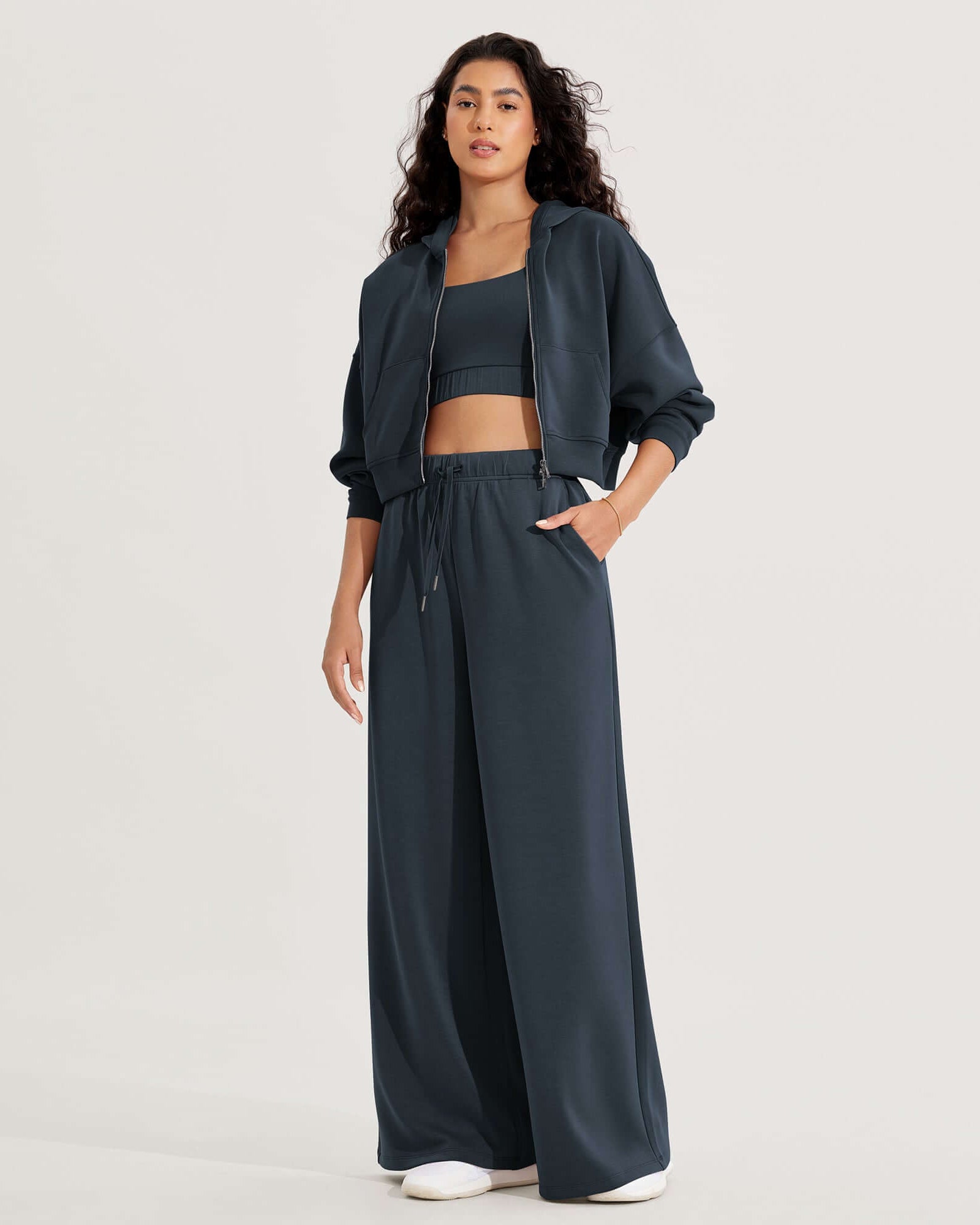 Modal Soft Drawstring High Waist Pull-On Casual Pants with Pockets - ododos