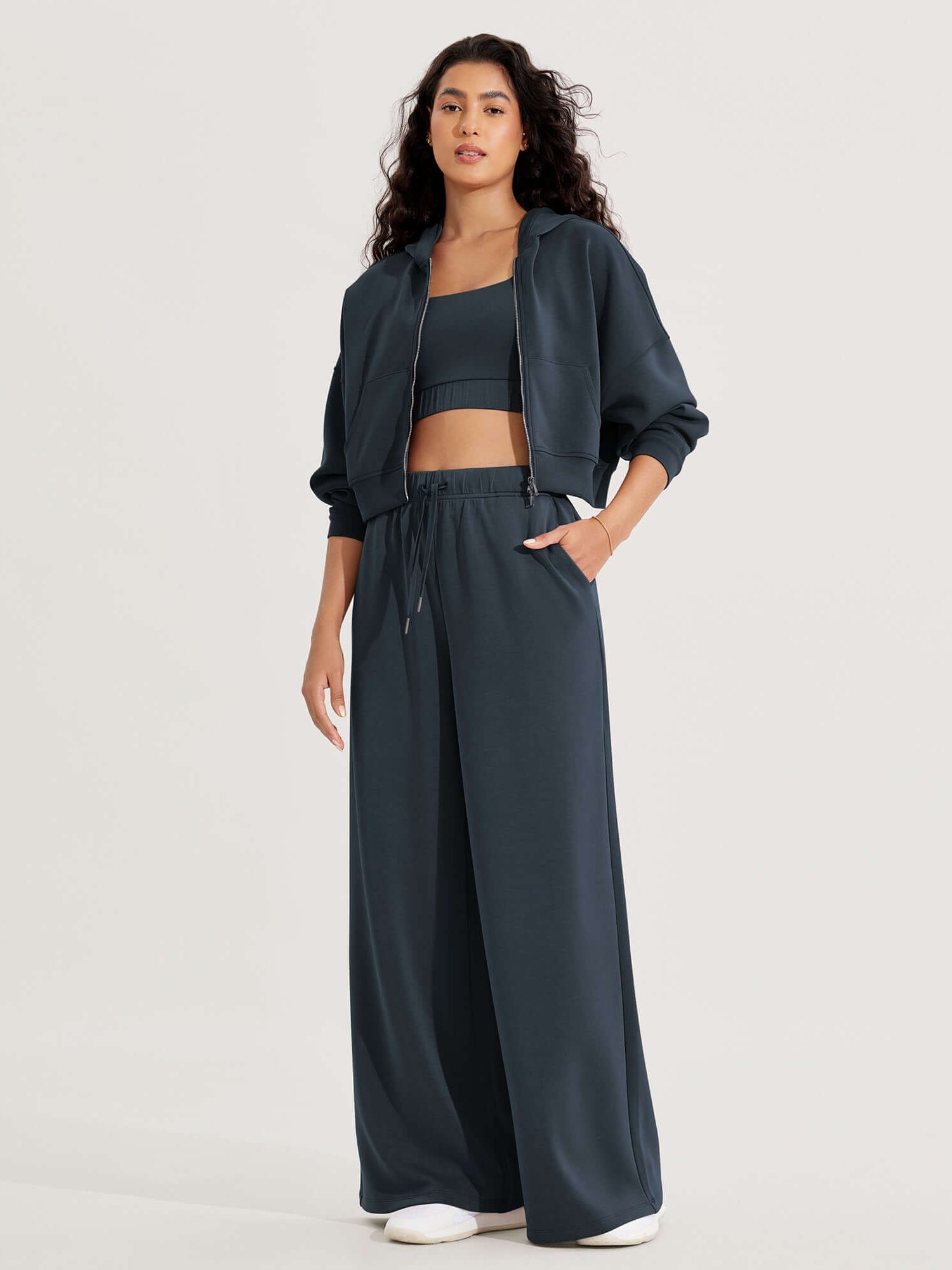 Modal Soft Drawstring High Waist Pull-On Casual Pants with Pockets - ododos