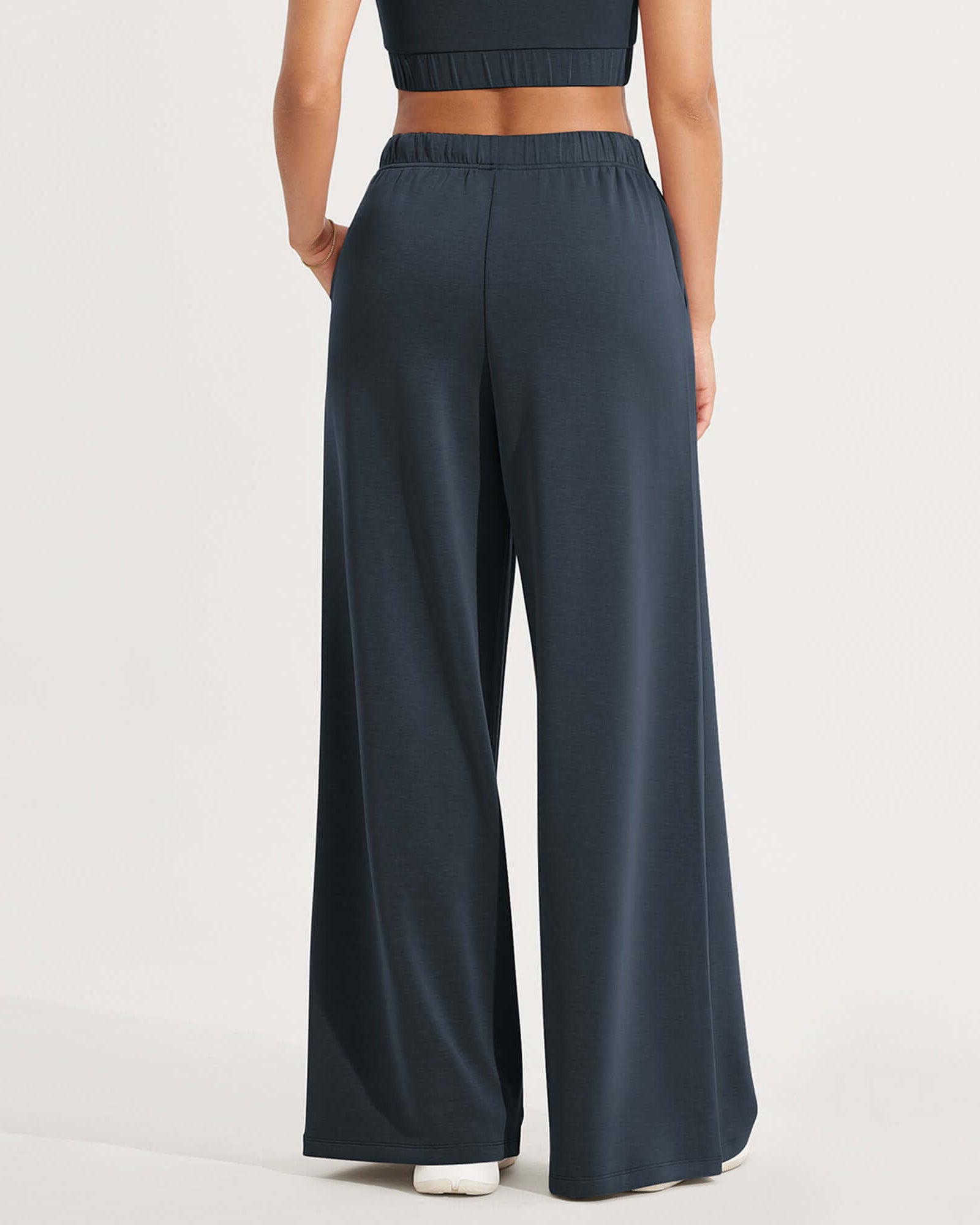 Modal Soft Drawstring High Waist Pull-On Casual Pants with Pockets - ododos