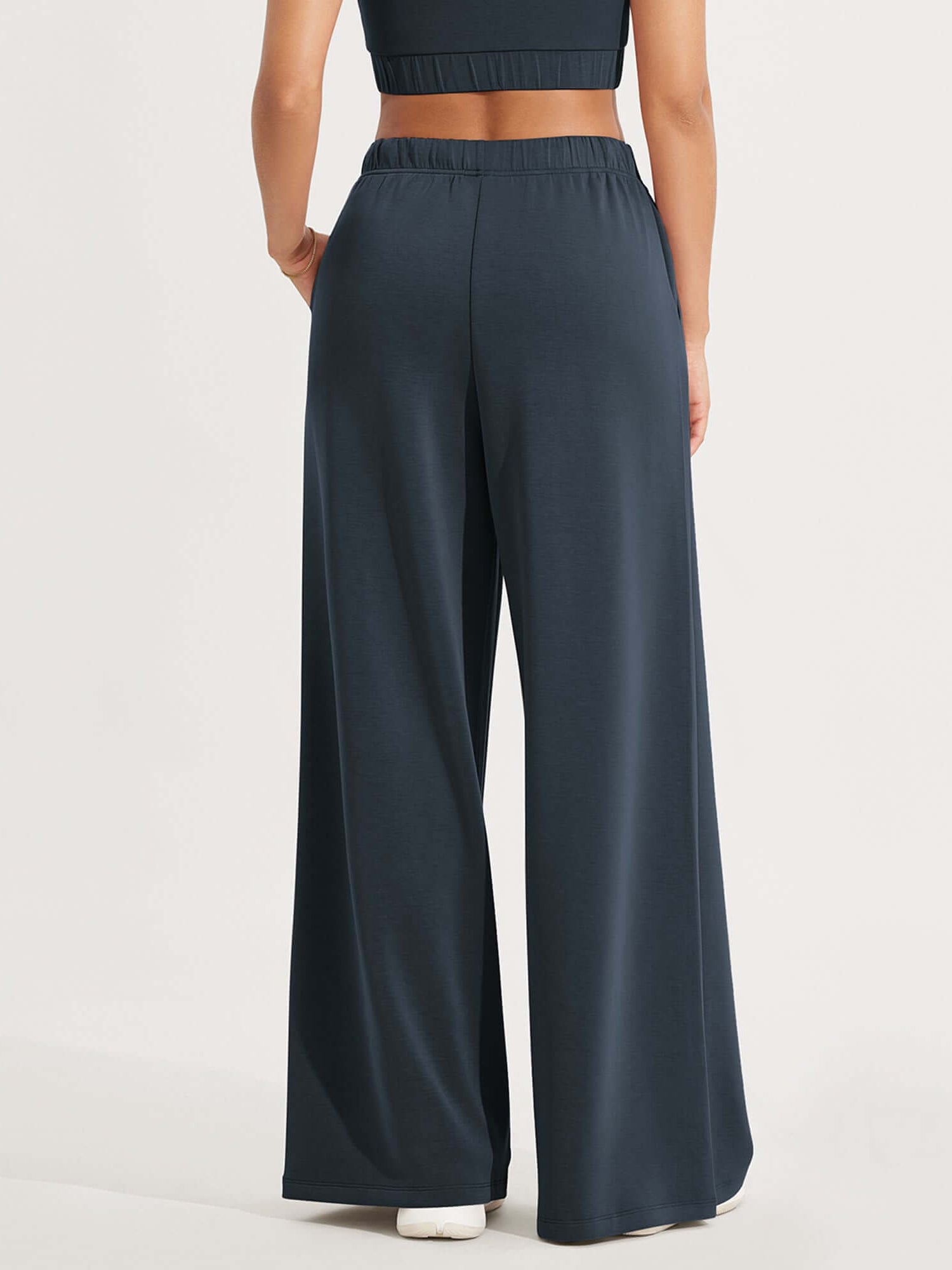 Modal Soft Drawstring High Waist Pull-On Casual Pants with Pockets - ododos