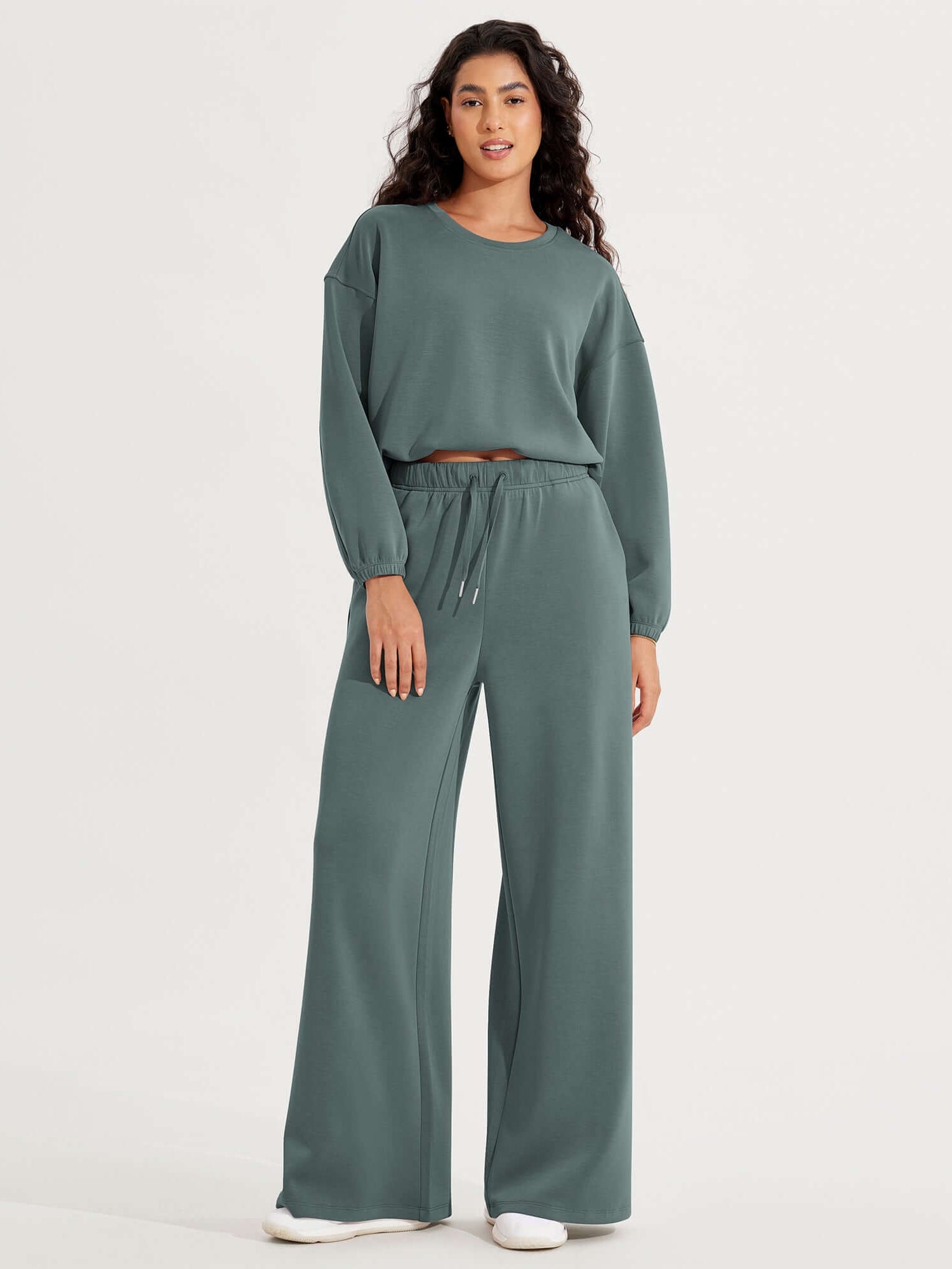 Modal Soft Drawstring High Waist Pull-On Casual Pants with Pockets - ododos