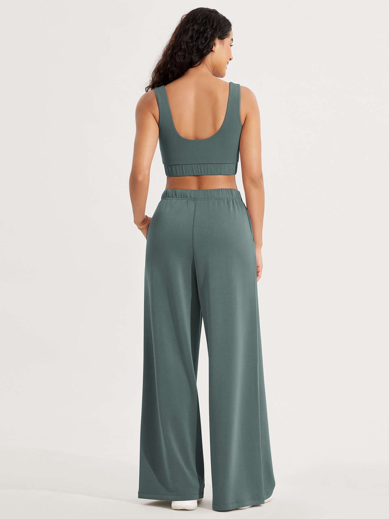 Modal Soft Drawstring High Waist Pull-On Casual Pants with Pockets - ododos