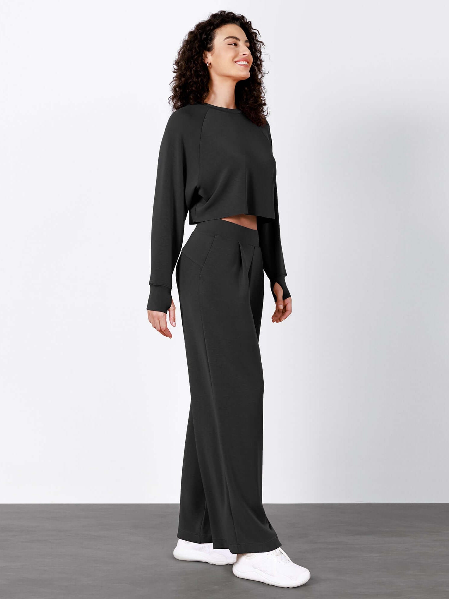 Modal Soft High Waist Wide Leg Casual Pants with Pockets - ododos
