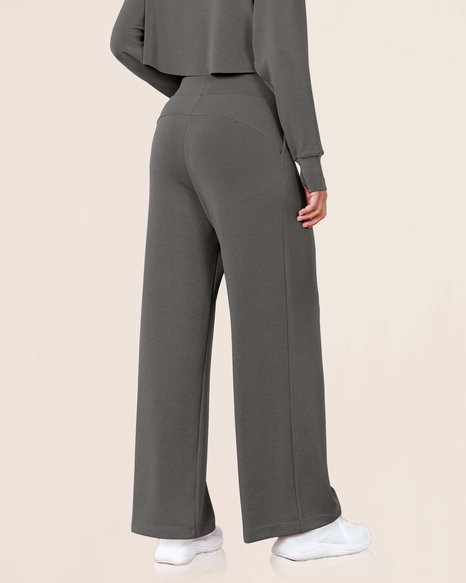 Modal Soft High Waist Wide Leg Casual Pants with Pockets - ododos