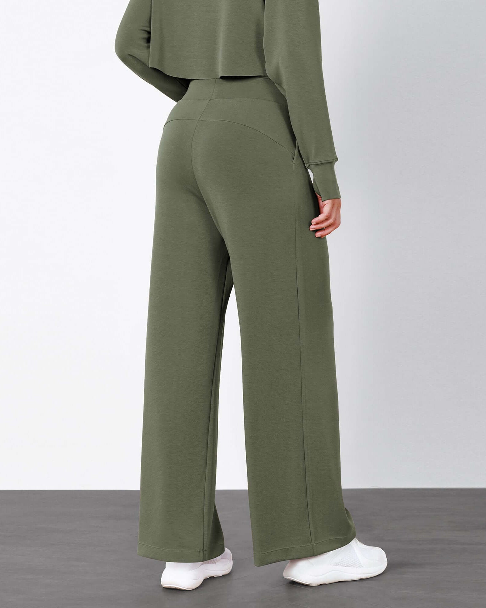 Modal Soft High Waist Wide Leg Casual Pants with Pockets - ododos