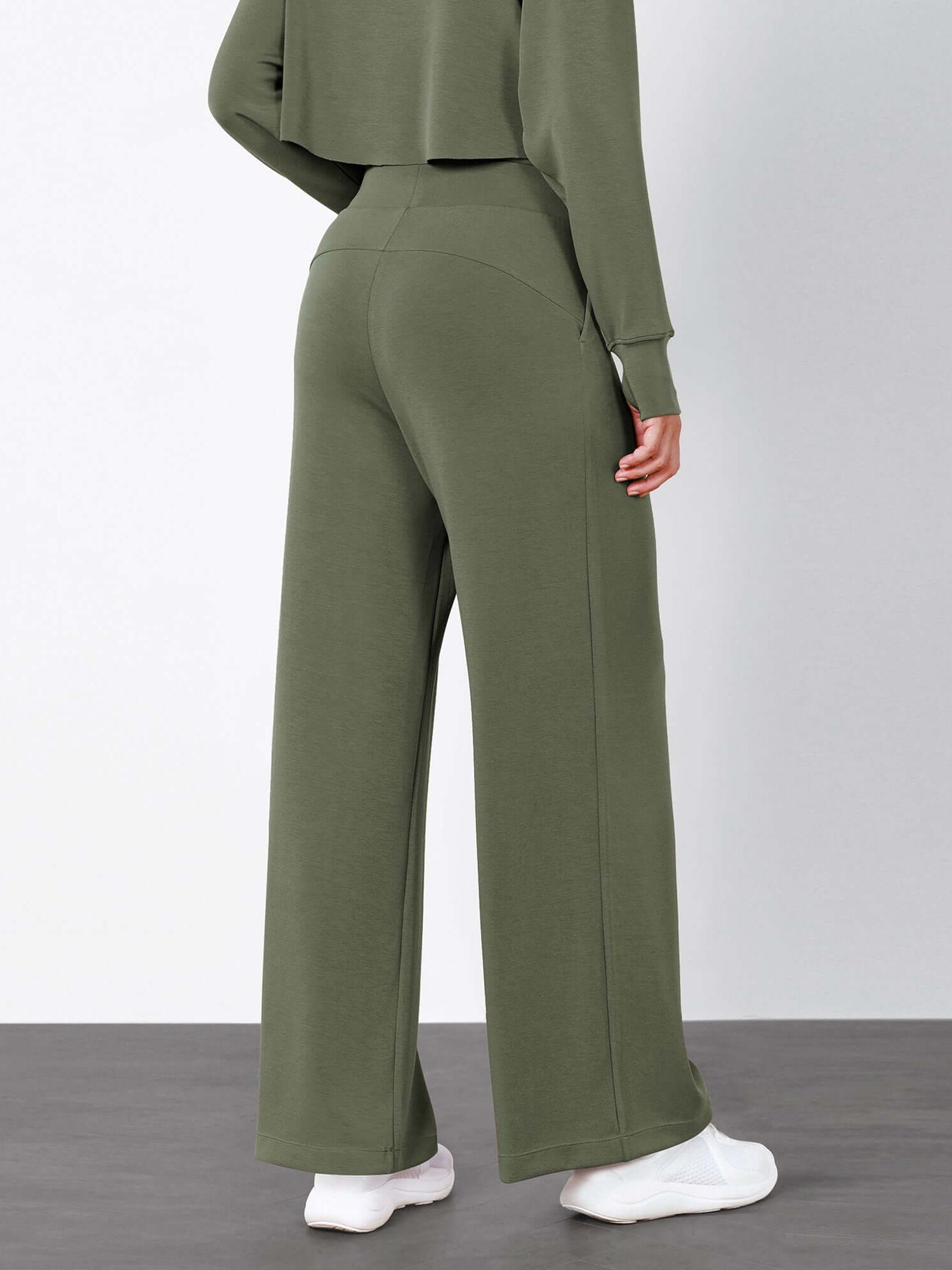 Modal Soft High Waist Wide Leg Casual Pants with Pockets - ododos