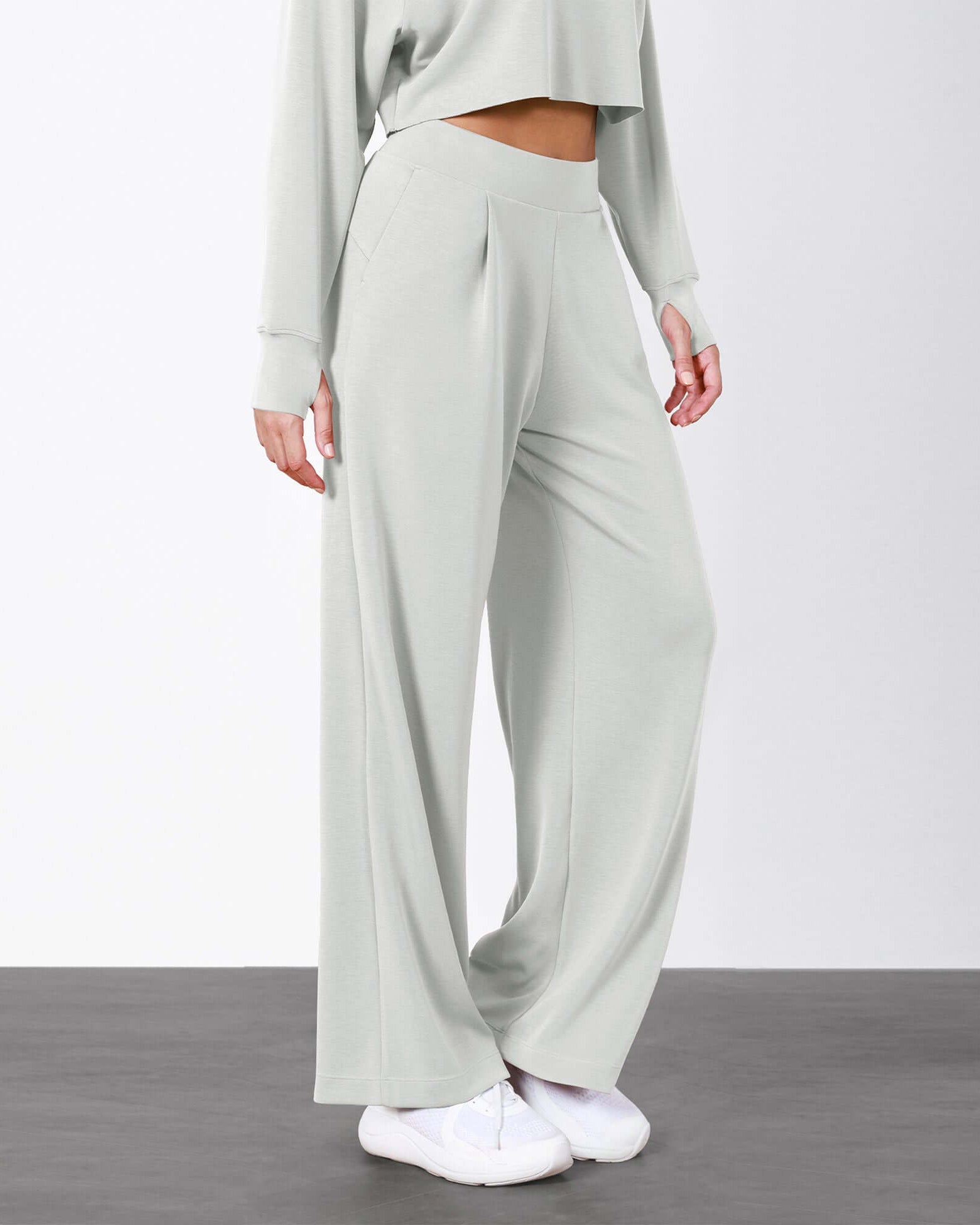 Modal Soft High Waist Wide Leg Casual Pants with Pockets - ododos