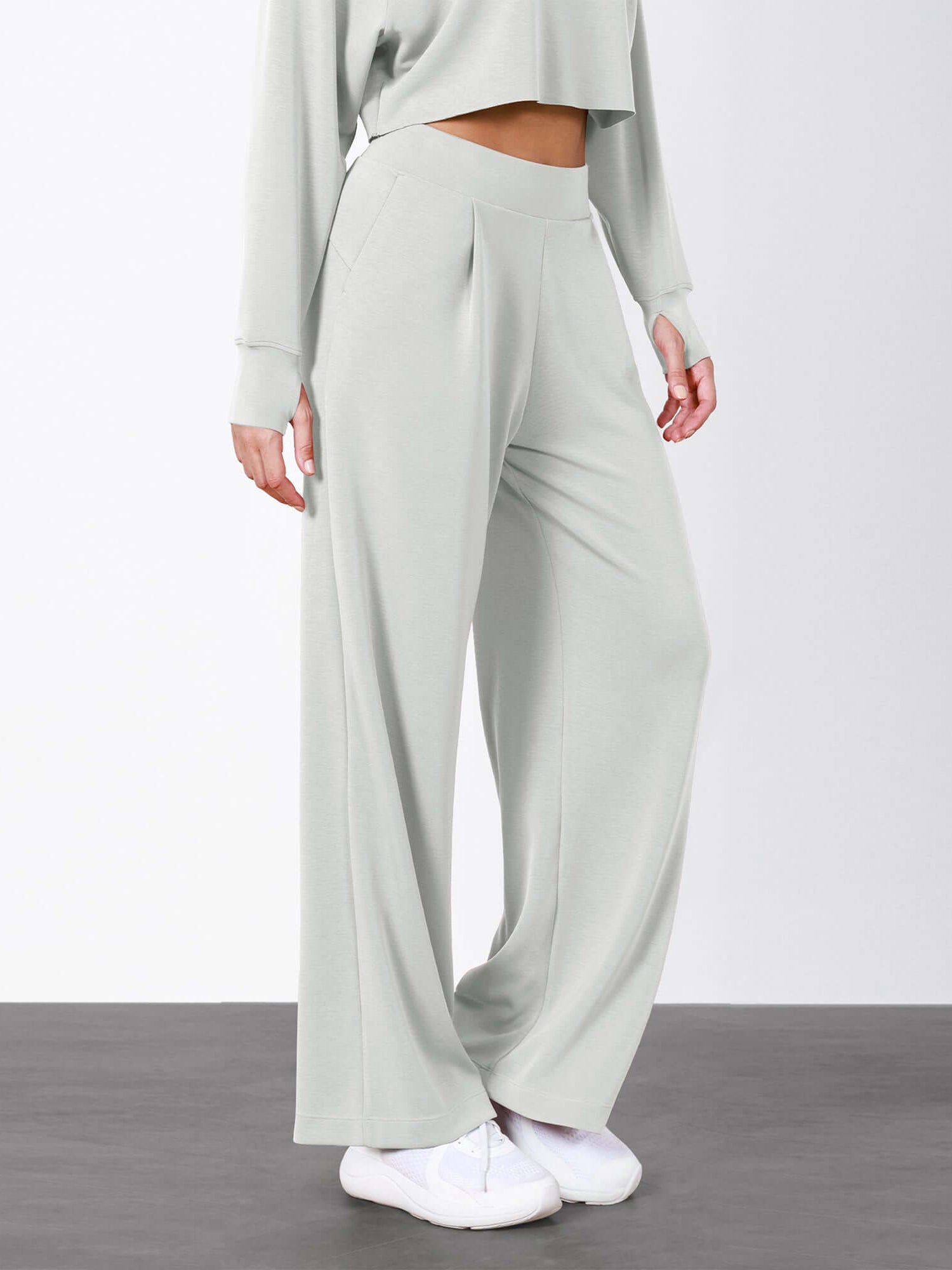 Modal Soft High Waist Wide Leg Casual Pants with Pockets - ododos