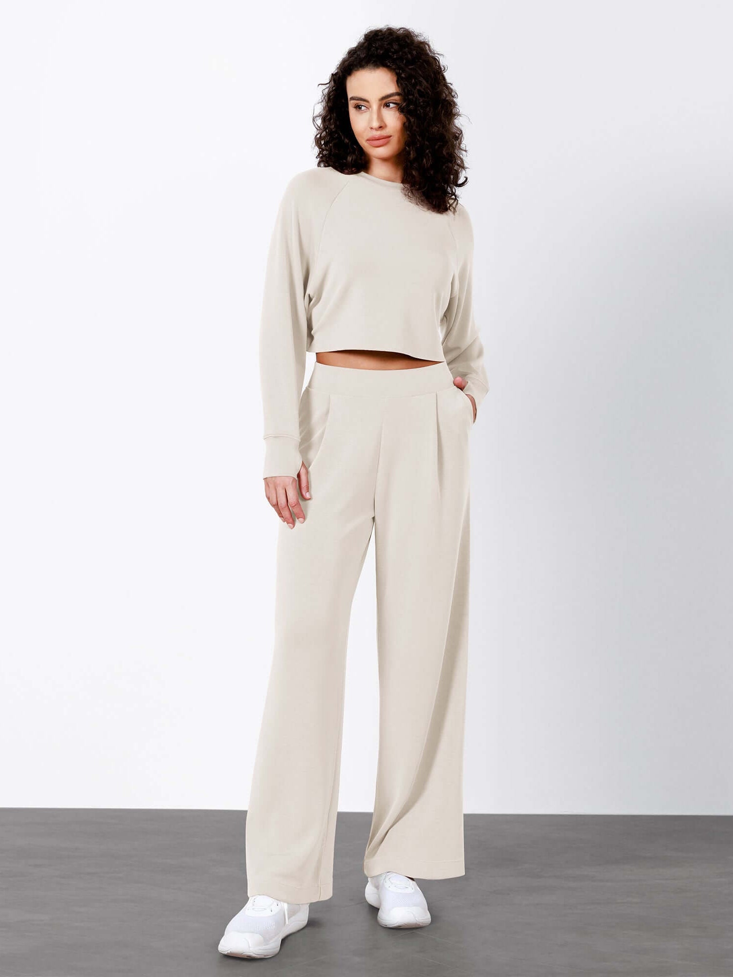 Modal Soft High Waist Wide Leg Casual Pants with Pockets - ododos