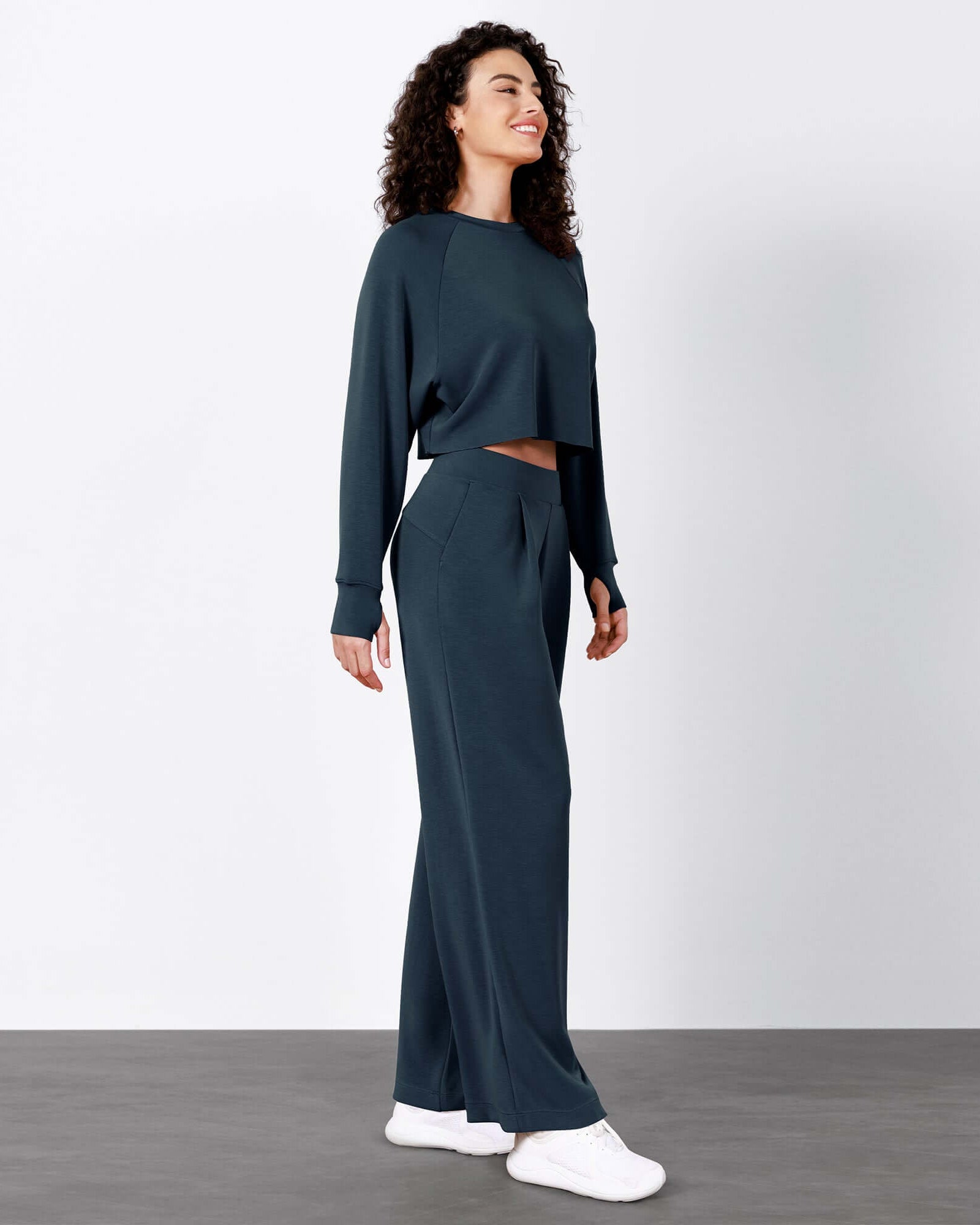 Modal Soft High Waist Wide Leg Casual Pants with Pockets - ododos