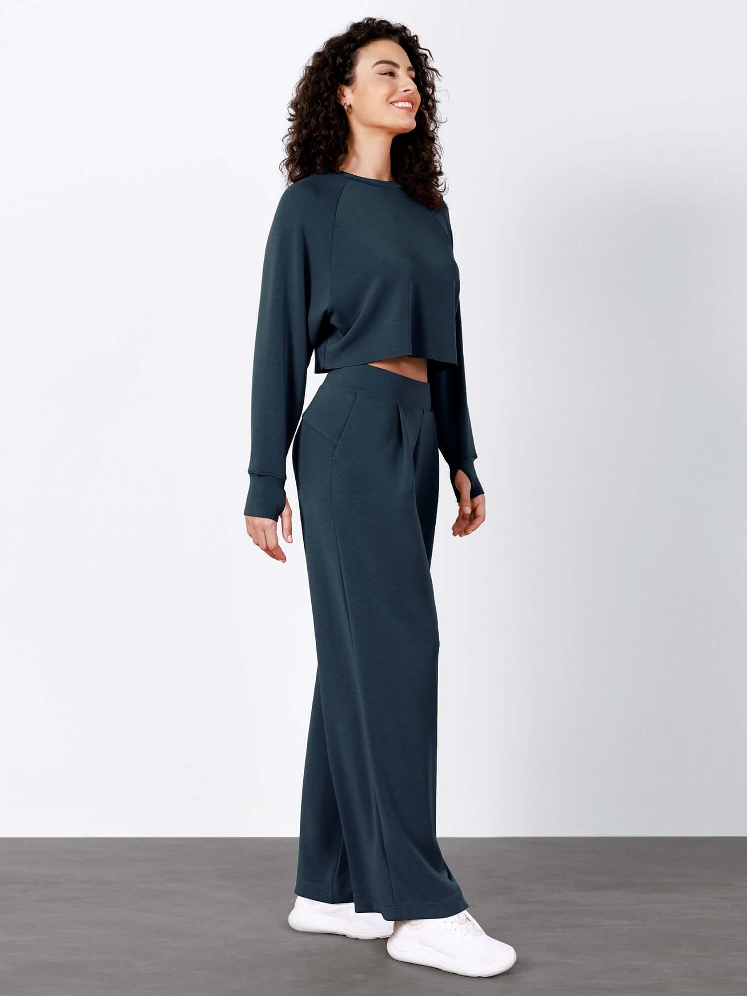 Modal Soft High Waist Wide Leg Casual Pants with Pockets - ododos