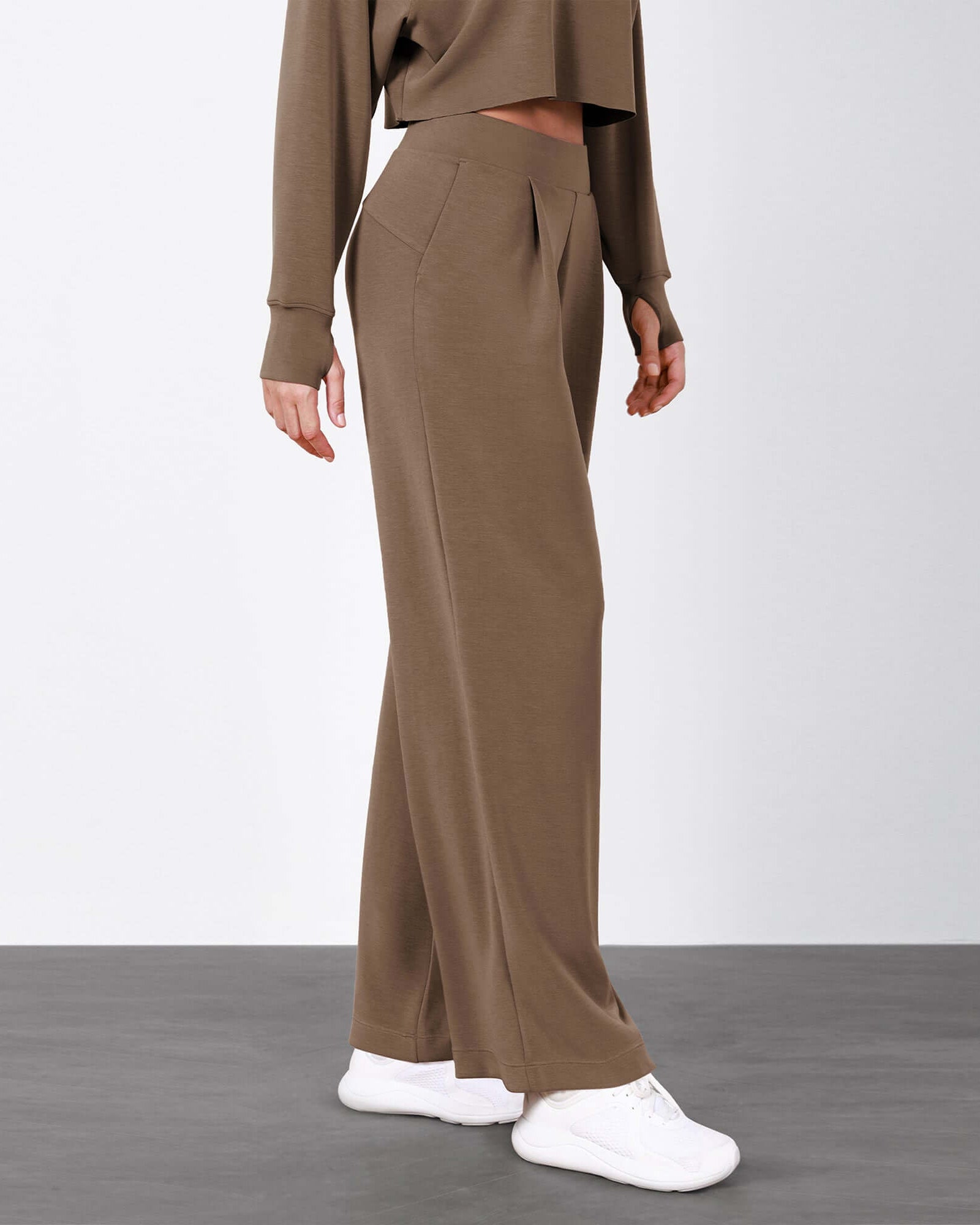 Modal Soft High Waist Wide Leg Casual Pants with Pockets - ododos