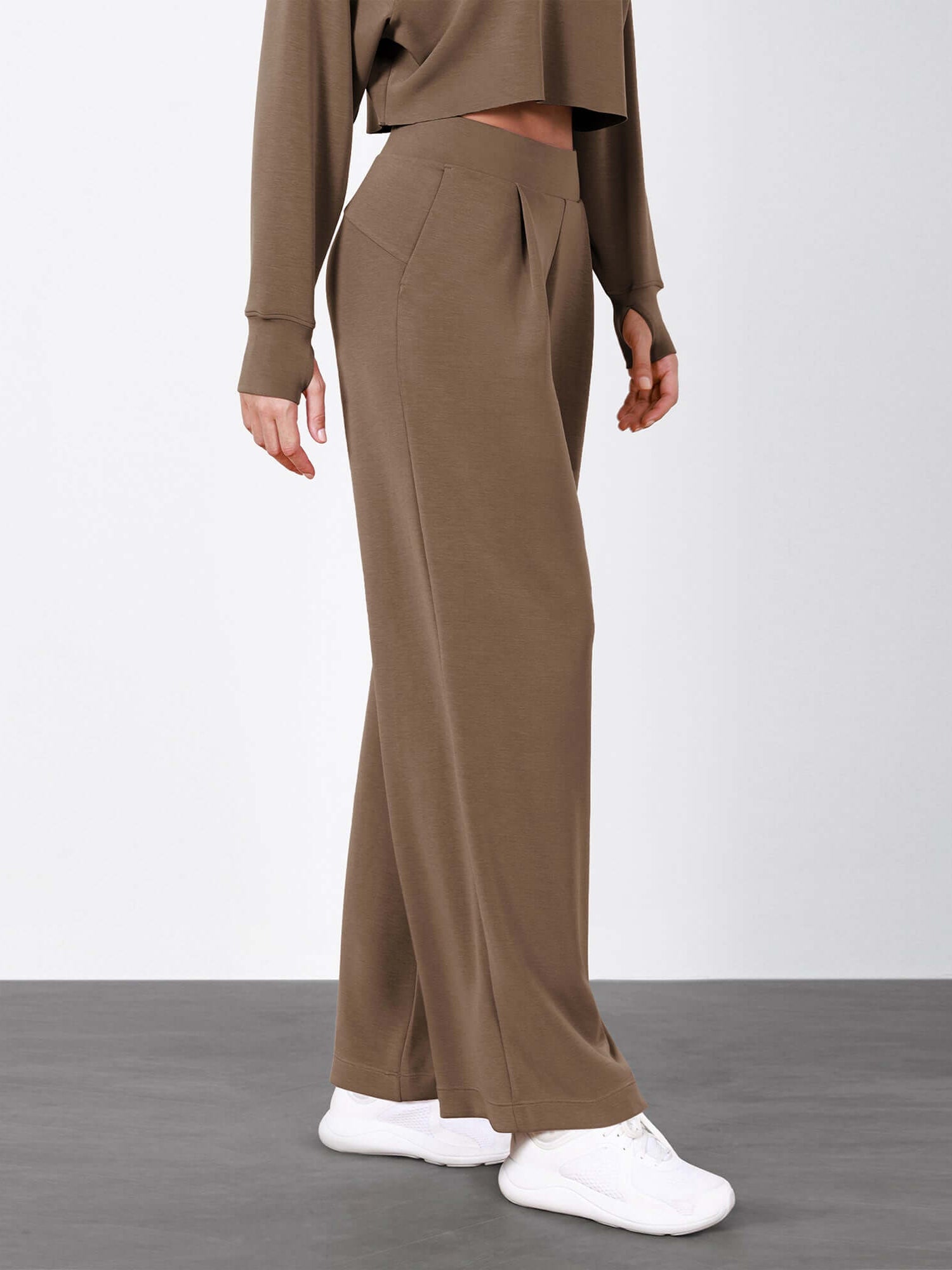 Modal Soft High Waist Wide Leg Casual Pants with Pockets - ododos