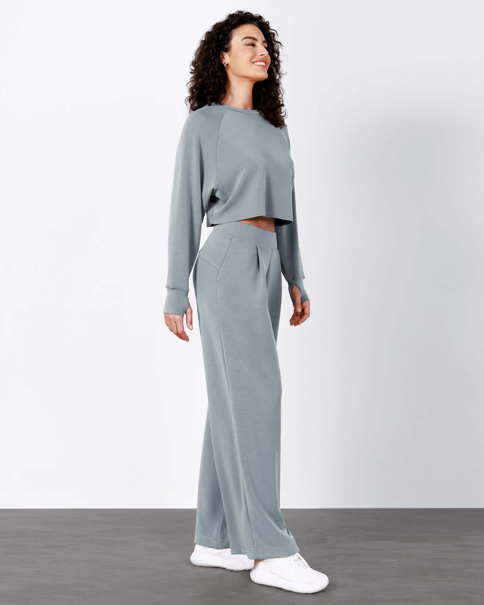 Modal Soft High Waist Wide Leg Casual Pants with Pockets - ododos