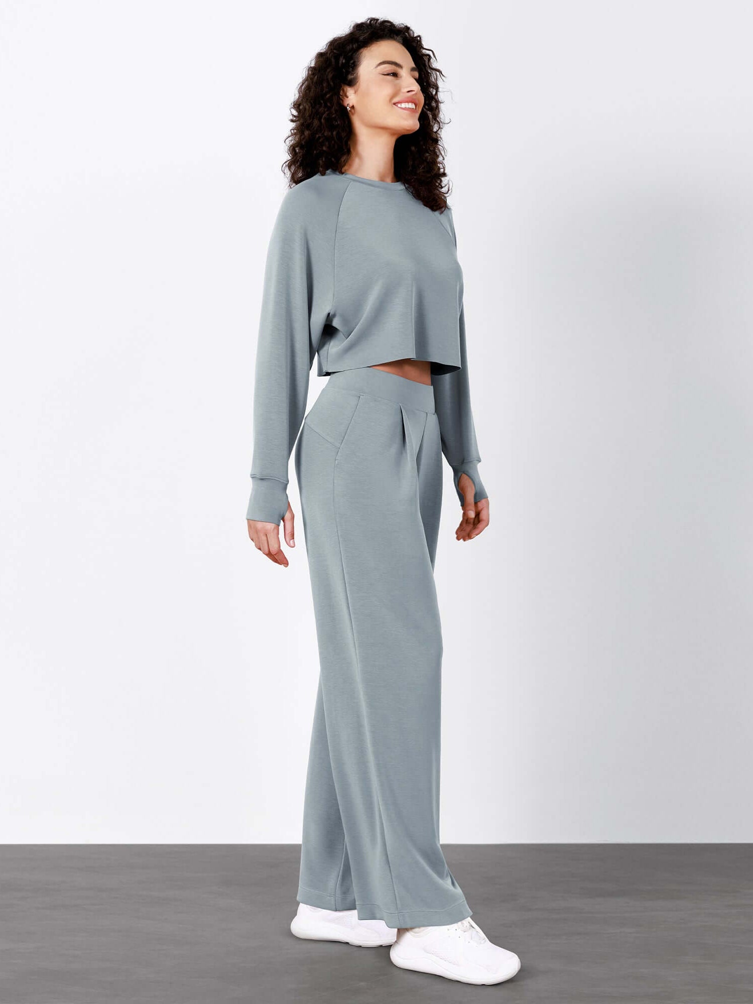 Modal Soft High Waist Wide Leg Casual Pants with Pockets - ododos