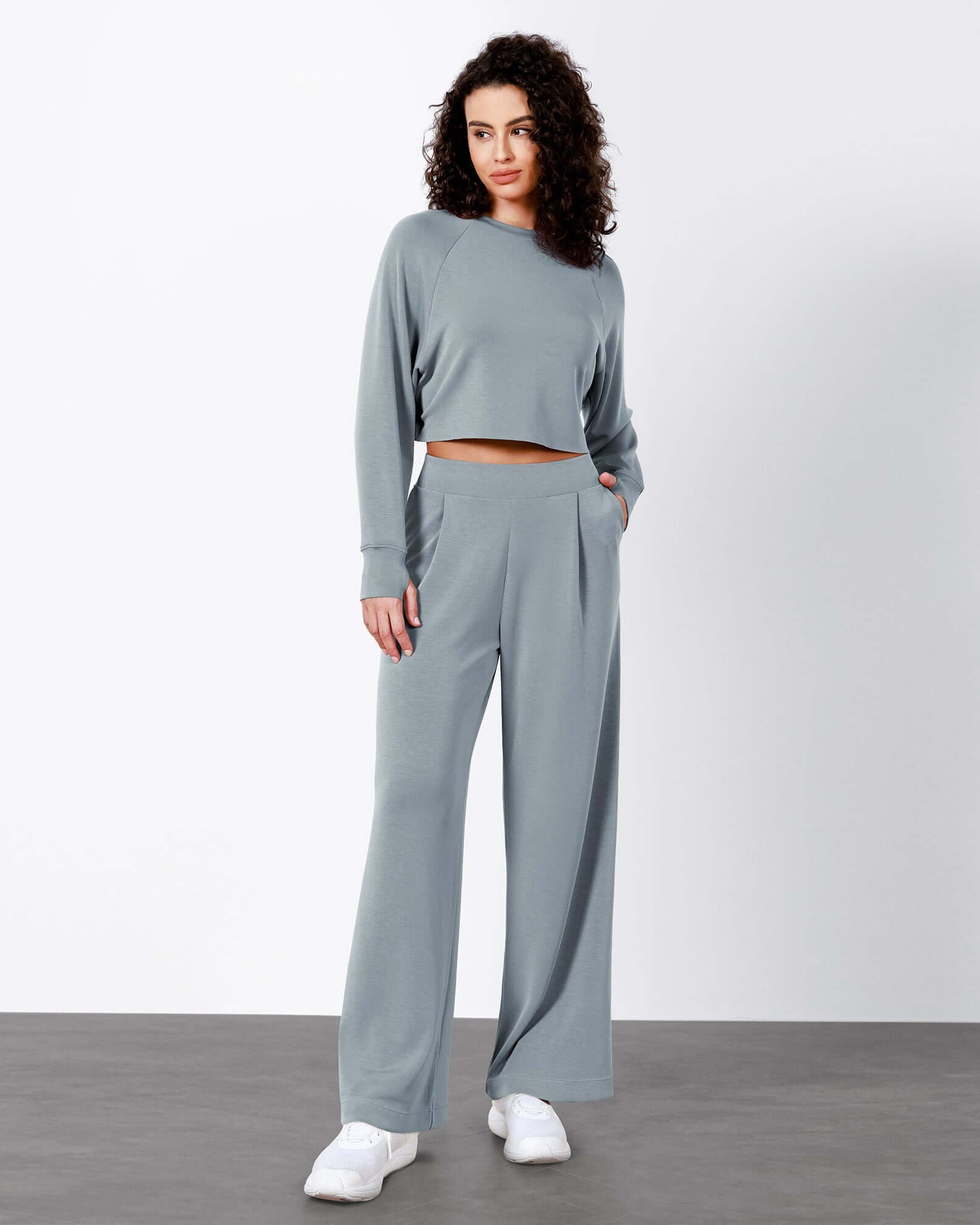 Modal Soft High Waist Wide Leg Casual Pants with Pockets - ododos