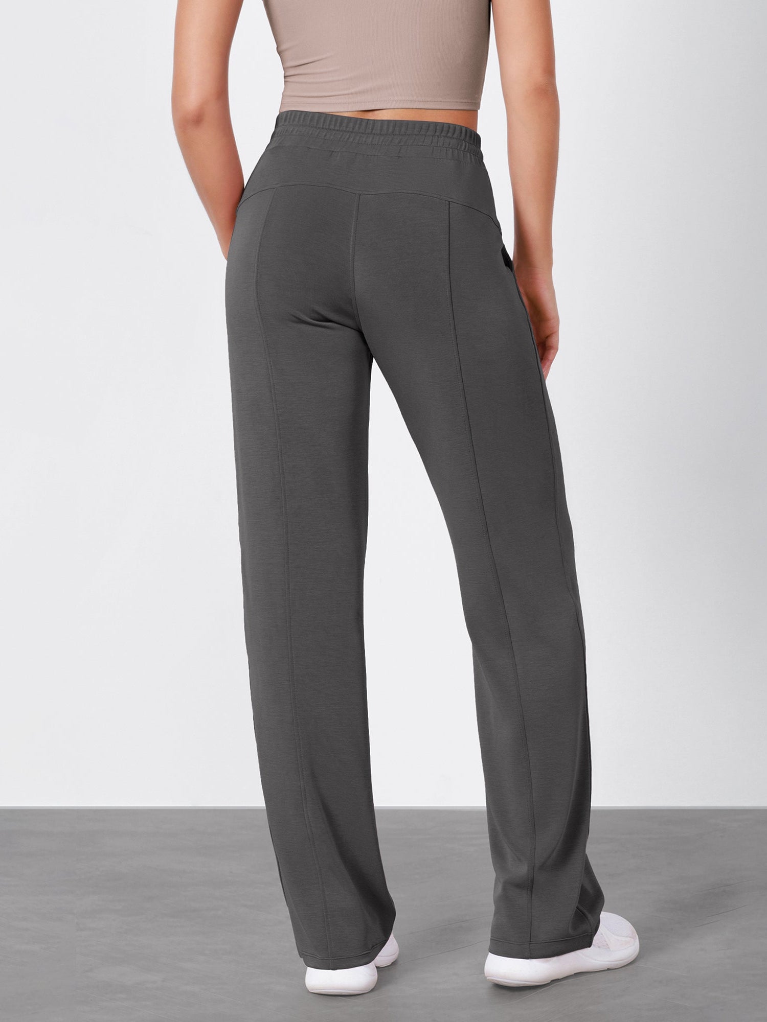27 Adjustable Shockcord High Waist Casual Lounge Pants with Pockets - ododos