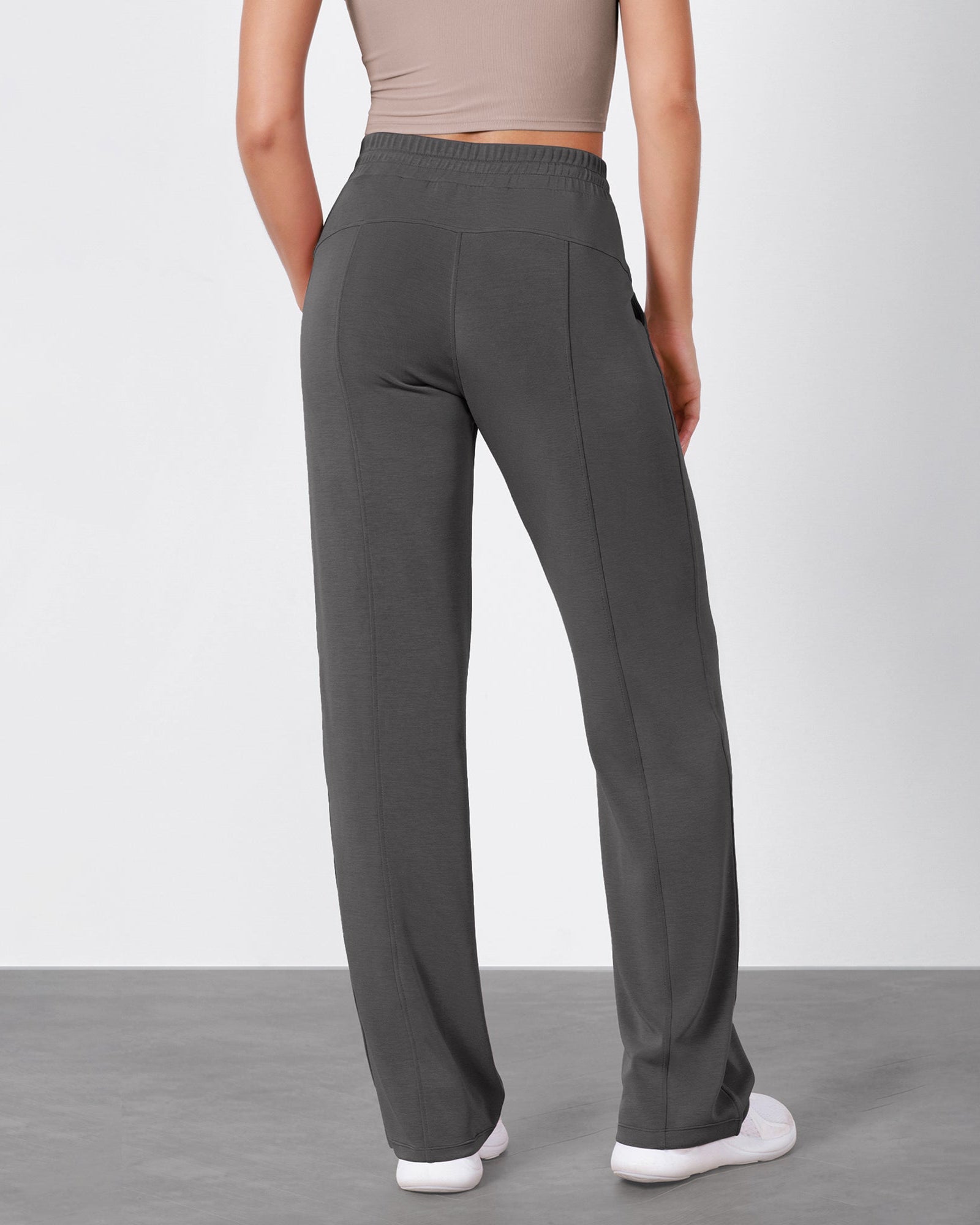 27 Adjustable Shockcord High Waist Casual Lounge Pants with Pockets - ododos