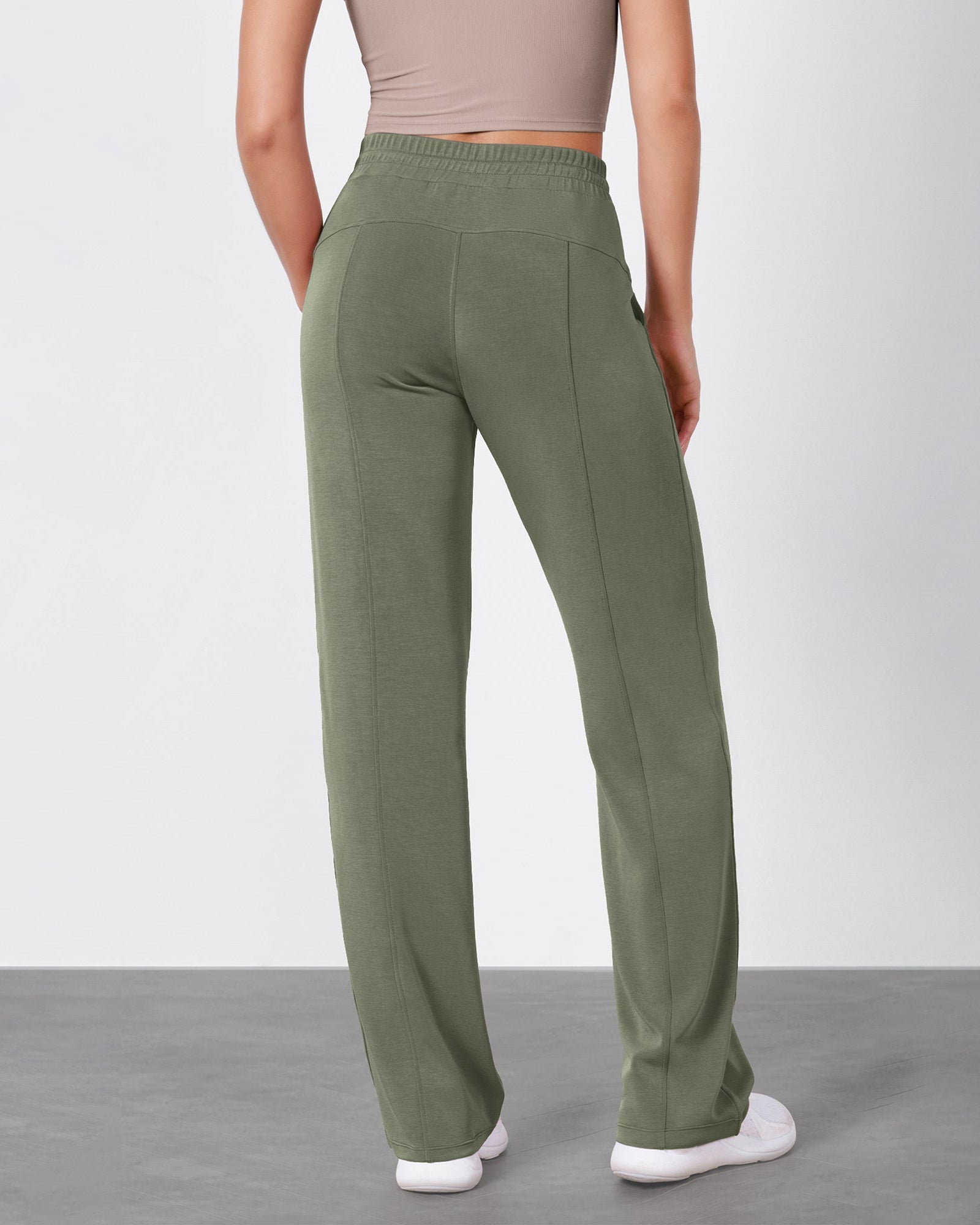 27 Adjustable Shockcord High Waist Casual Lounge Pants with Pockets - ododos