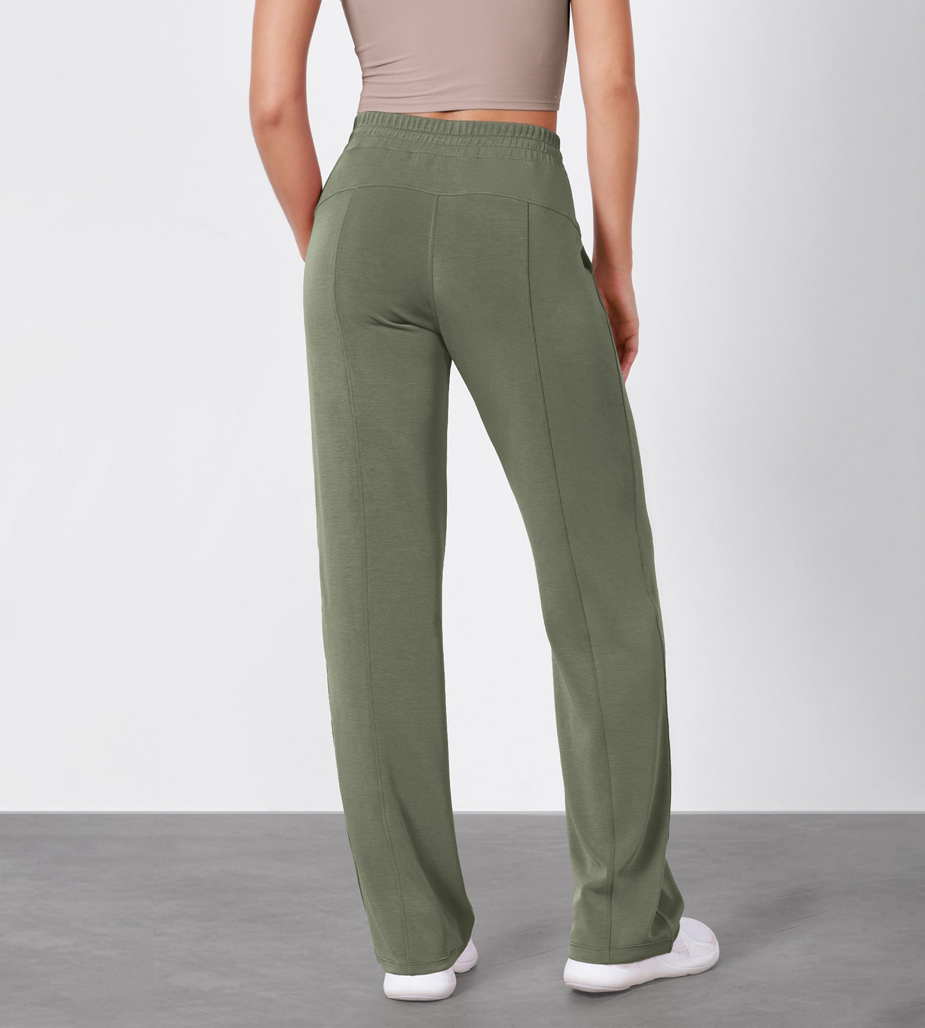 27 Adjustable Shockcord High Waist Casual Lounge Pants with Pockets - ododos