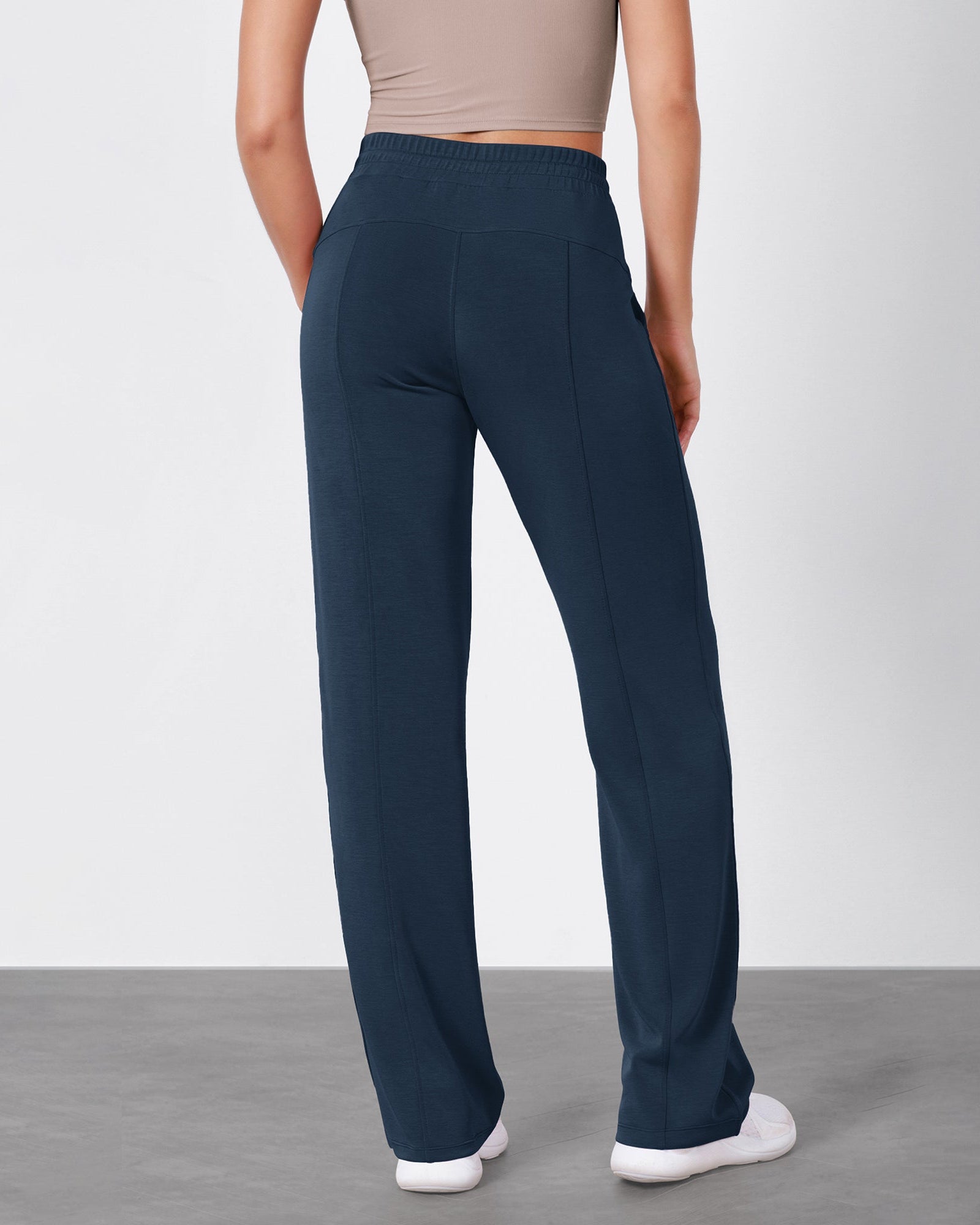 27 Adjustable Shockcord High Waist Casual Lounge Pants with Pockets - ododos