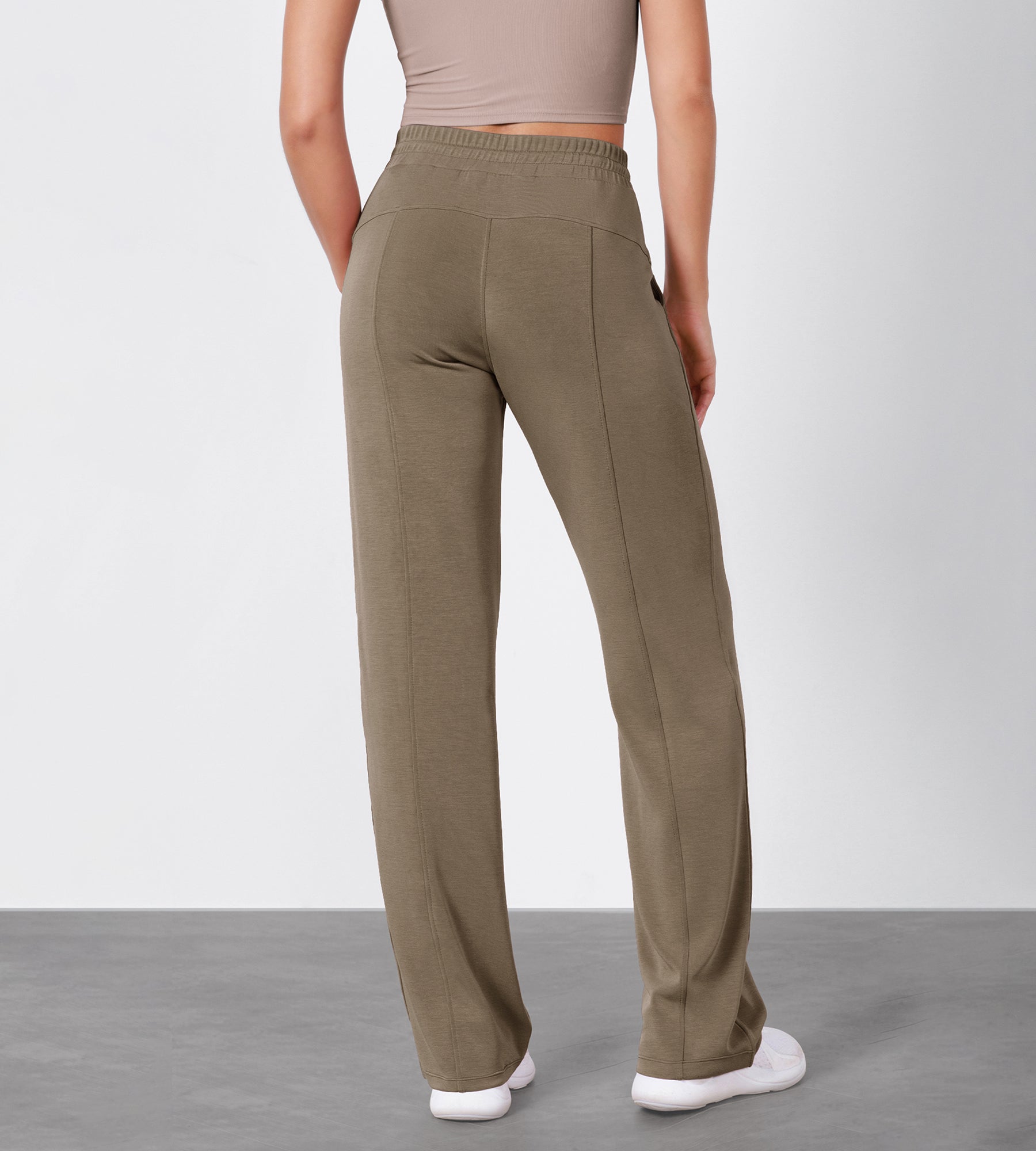 27 Adjustable Shockcord High Waist Casual Lounge Pants with Pockets - ododos