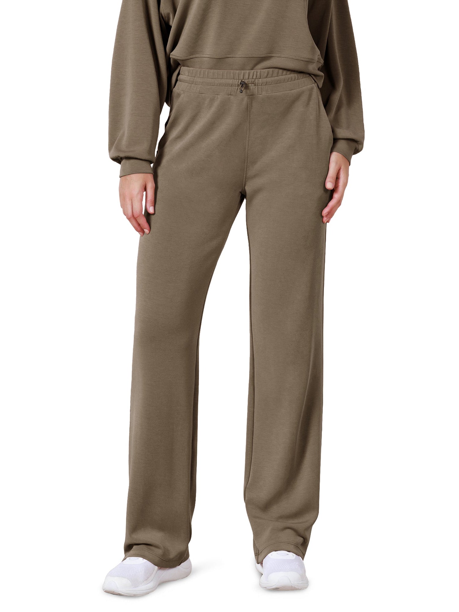 27 Adjustable Shockcord High Waist Casual Lounge Pants with Pockets Espresso - ododos