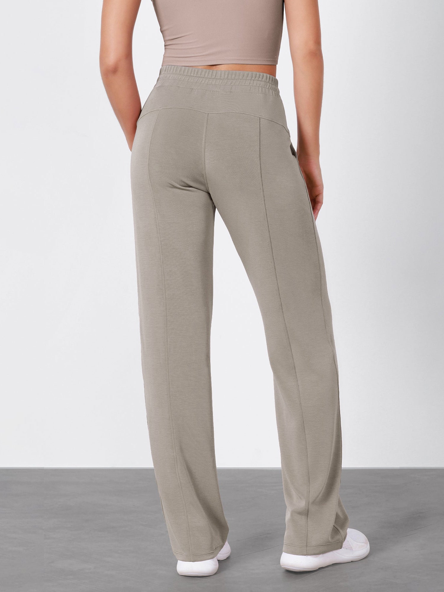 27 Adjustable Shockcord High Waist Casual Lounge Pants with Pockets - ododos