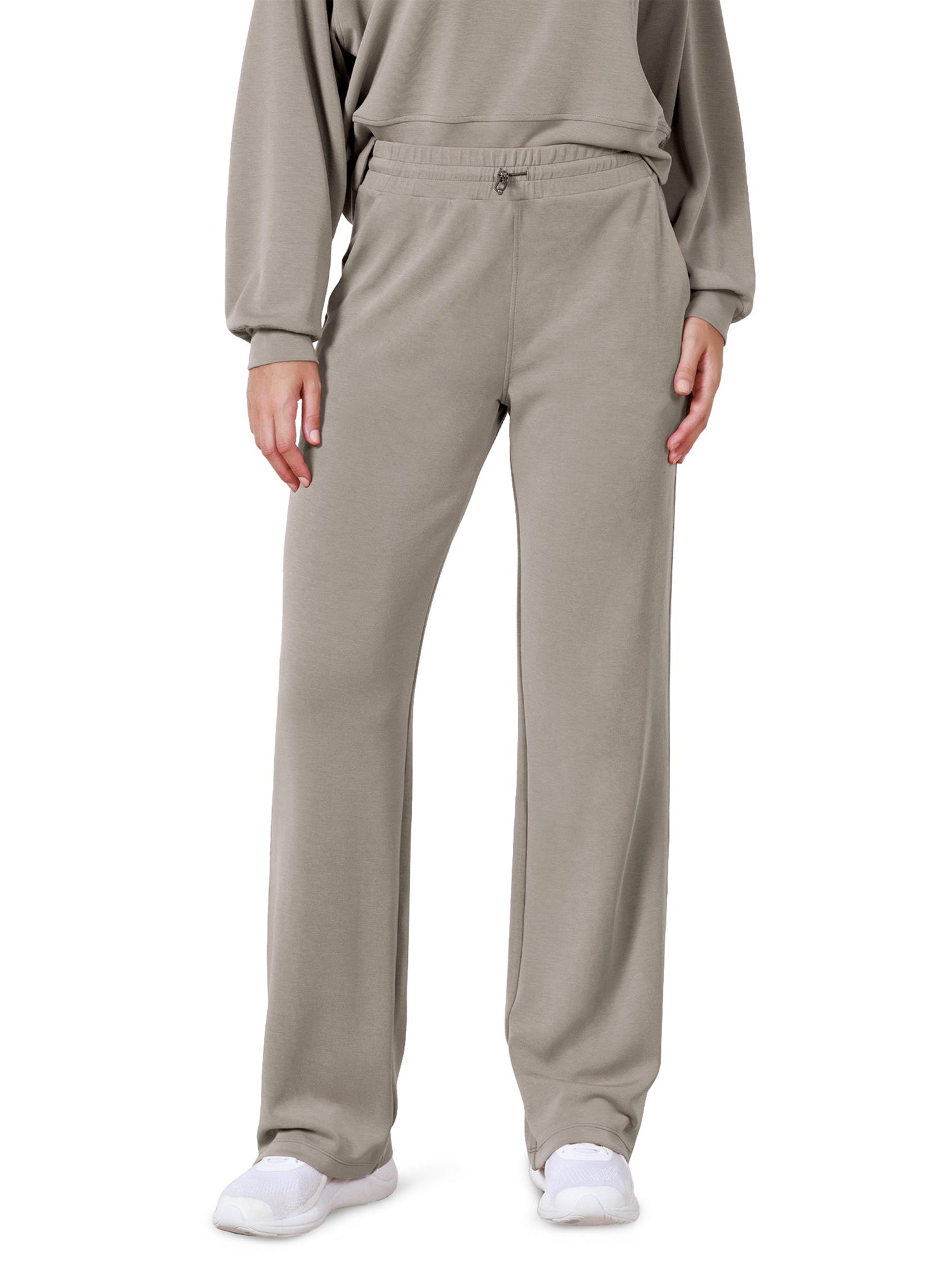 27 Adjustable Shockcord High Waist Casual Lounge Pants with Pockets Khaki - ododos