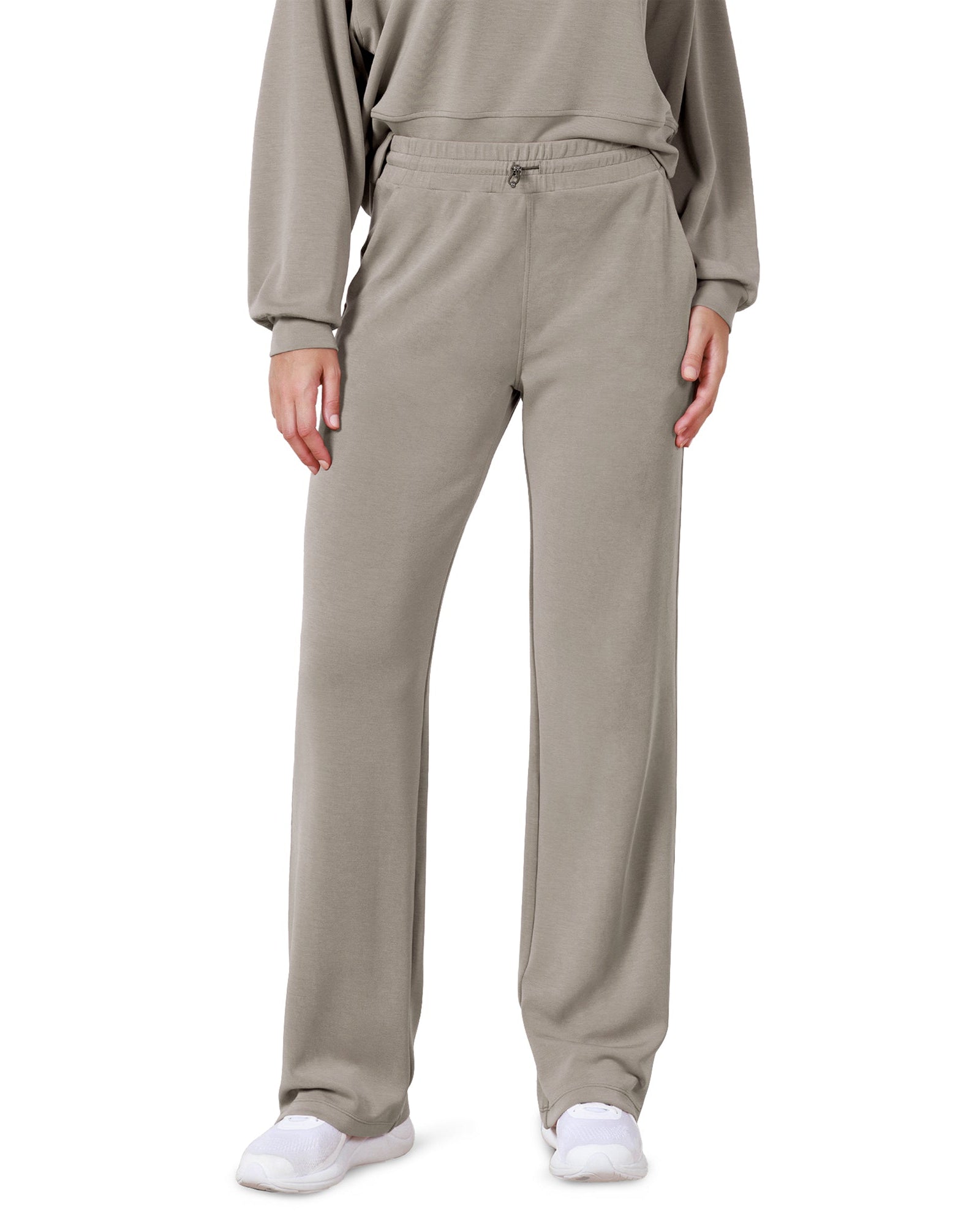 27 Adjustable Shockcord High Waist Casual Lounge Pants with Pockets Khaki - ododos