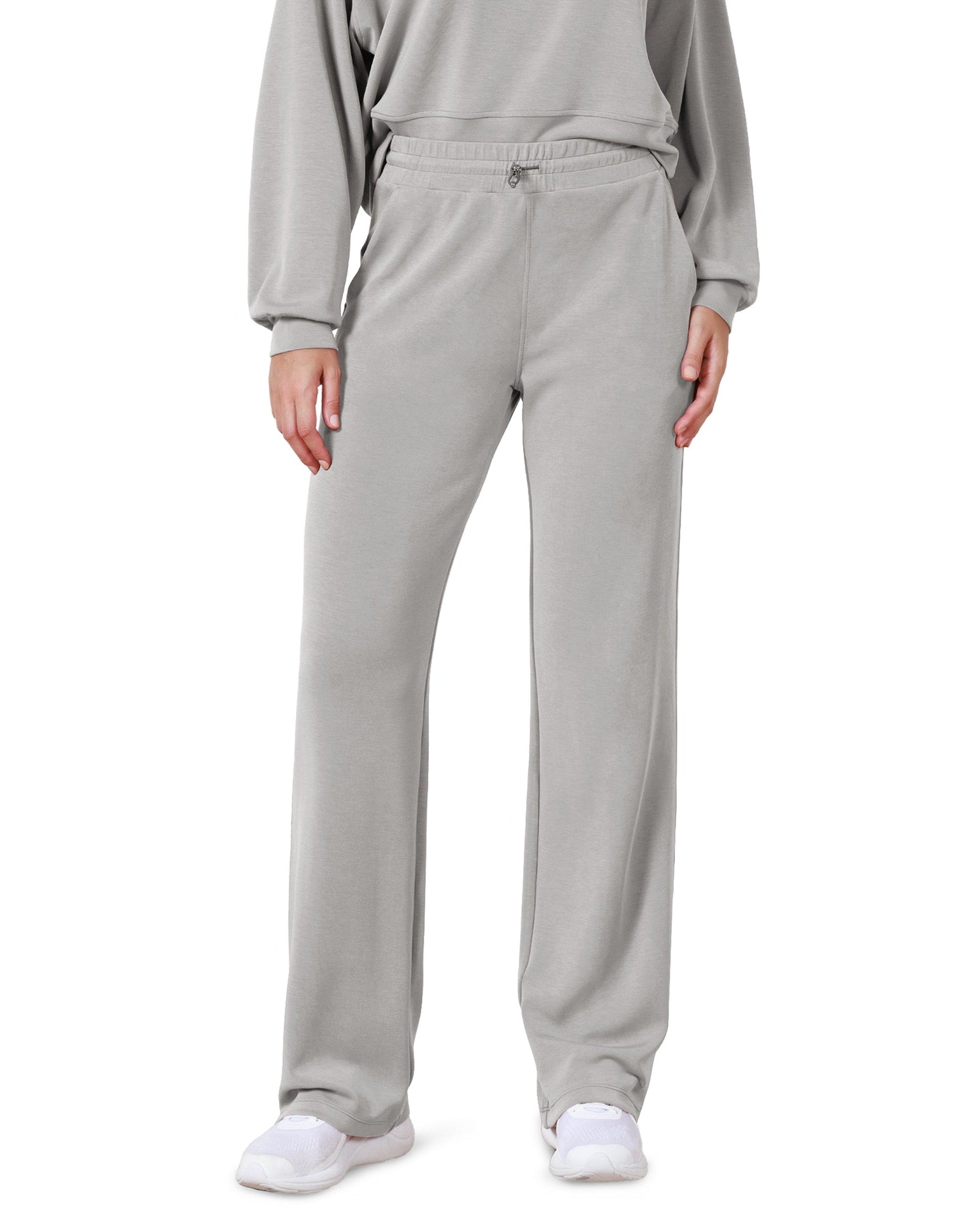 27 Adjustable Shockcord High Waist Casual Lounge Pants with Pockets Light Gray - ododos