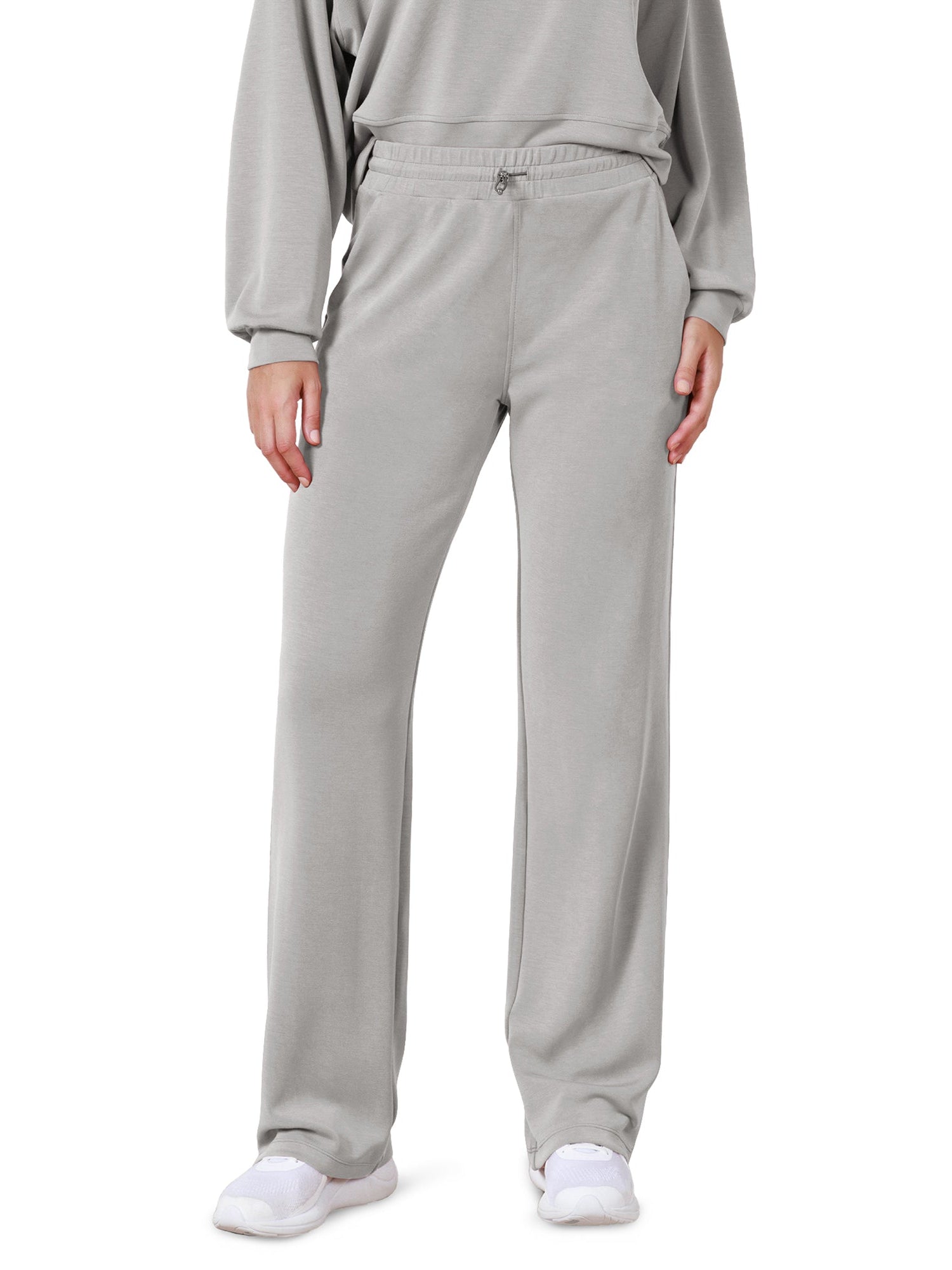 27 Adjustable Shockcord High Waist Casual Lounge Pants with Pockets Light Gray - ododos