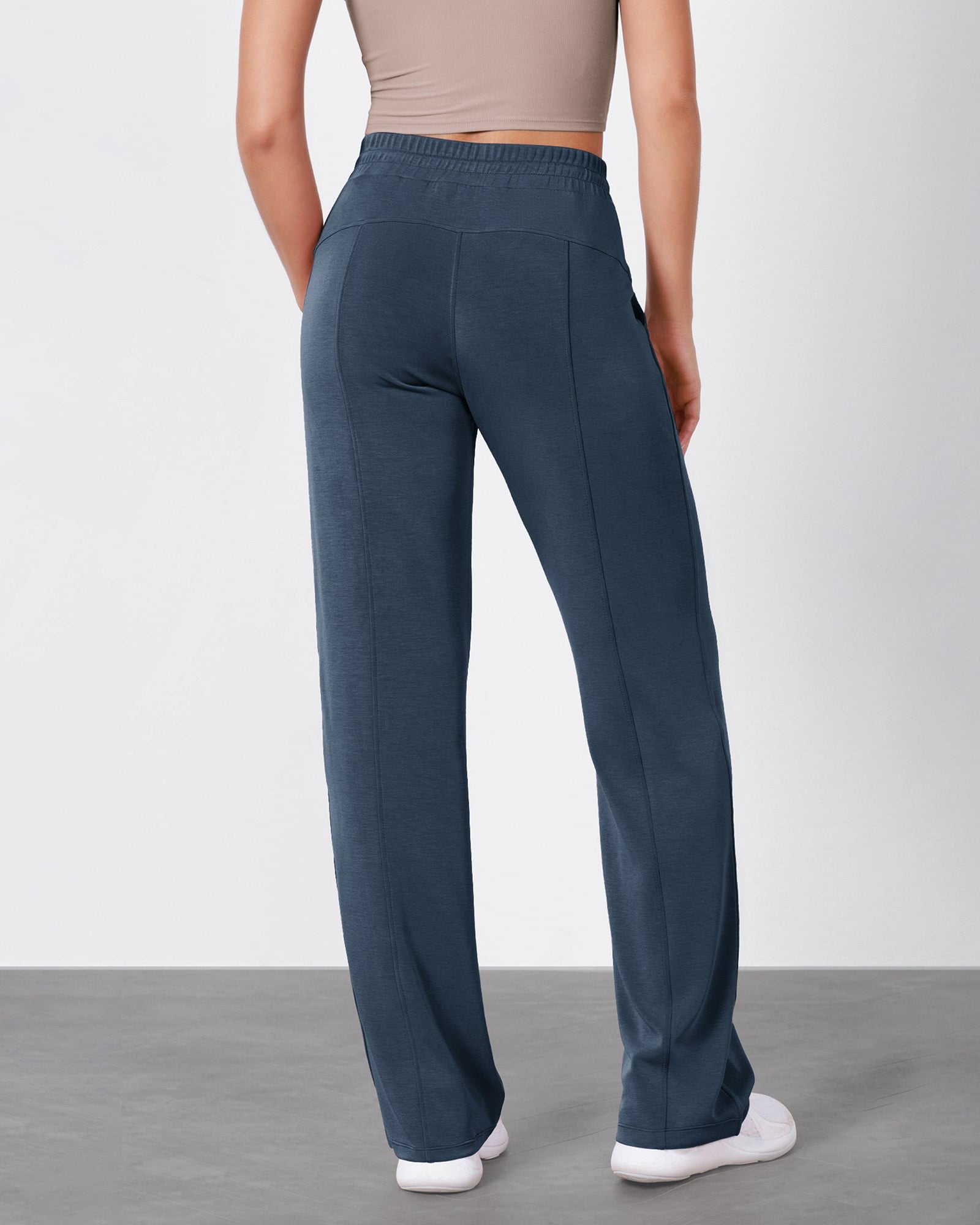 27 Adjustable Shockcord High Waist Casual Lounge Pants with Pockets - ododos