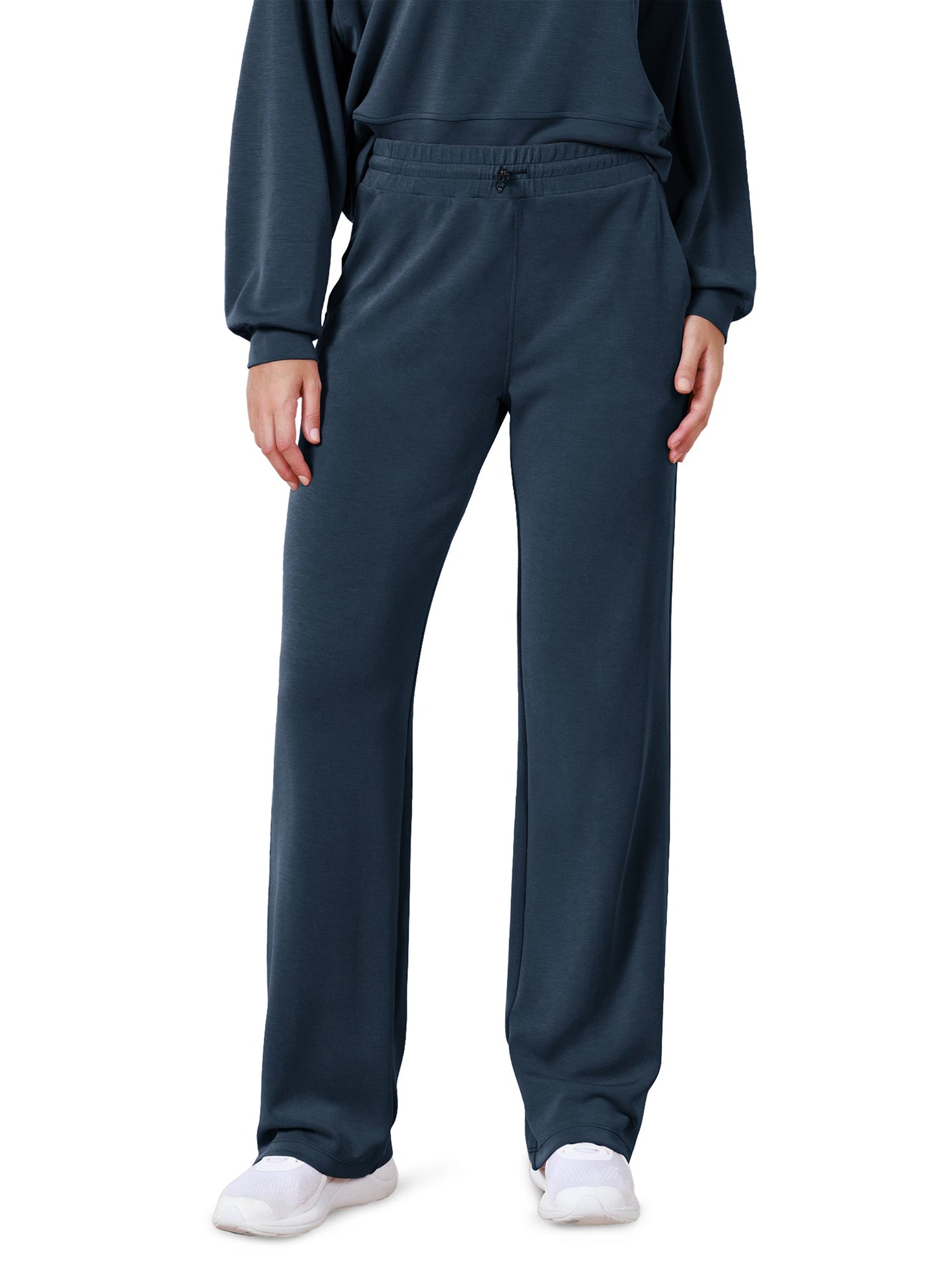 27 Adjustable Shockcord High Waist Casual Lounge Pants with Pockets Navy - ododos