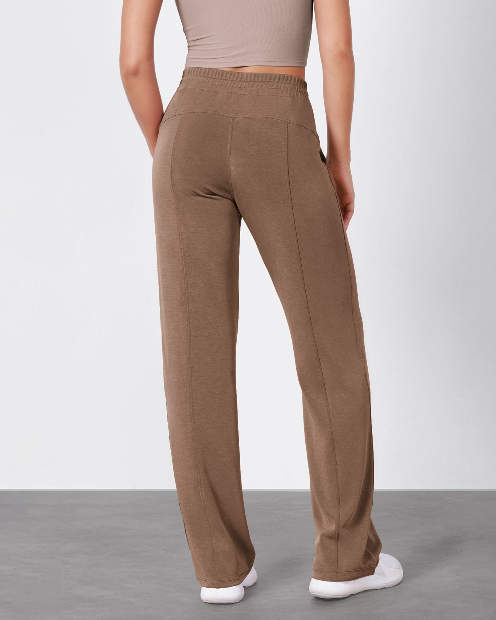 27 Adjustable Shockcord High Waist Casual Lounge Pants with Pockets - ododos