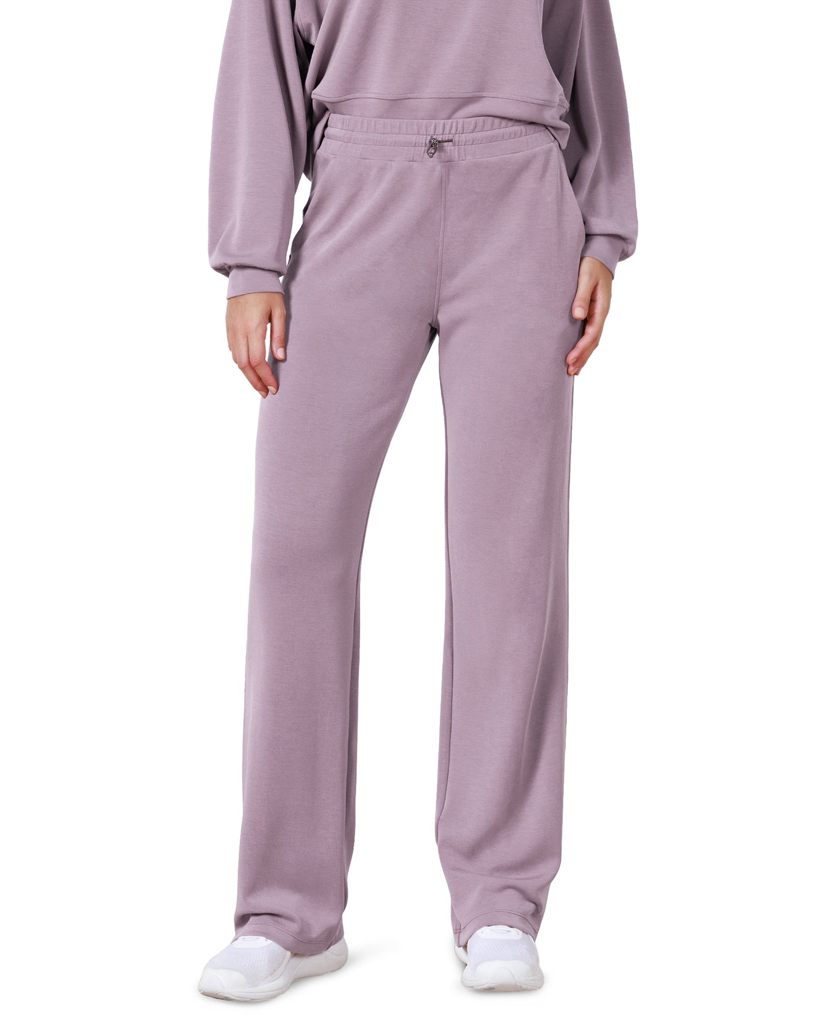 27 Adjustable Shockcord High Waist Casual Lounge Pants with Pockets Taro Purple - ododos