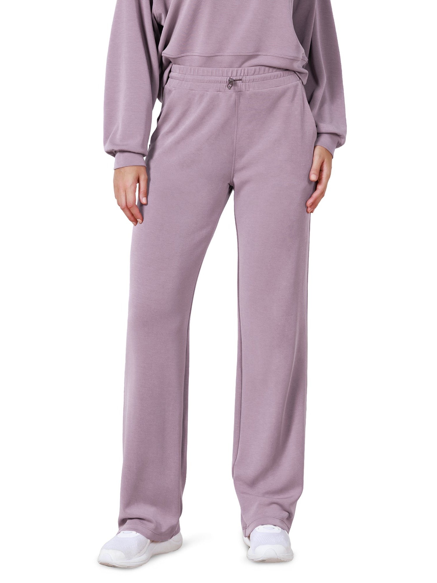 27 Adjustable Shockcord High Waist Casual Lounge Pants with Pockets Taro Purple - ododos