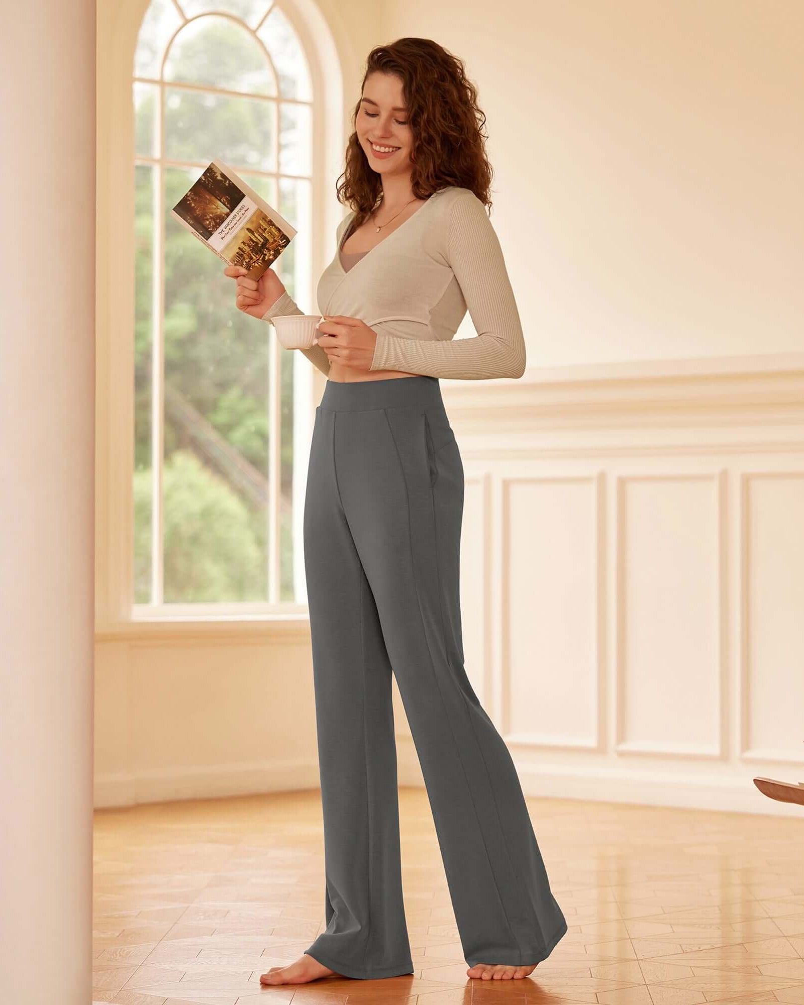 Modal Soft High Waist Casual Flared Pants - ododos