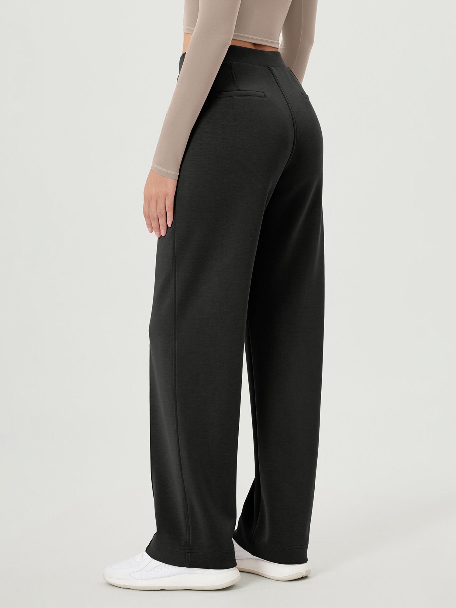 Modal Soft Mid Rise Pull-On Lounge Casual Work Pants with Pockets - ododos