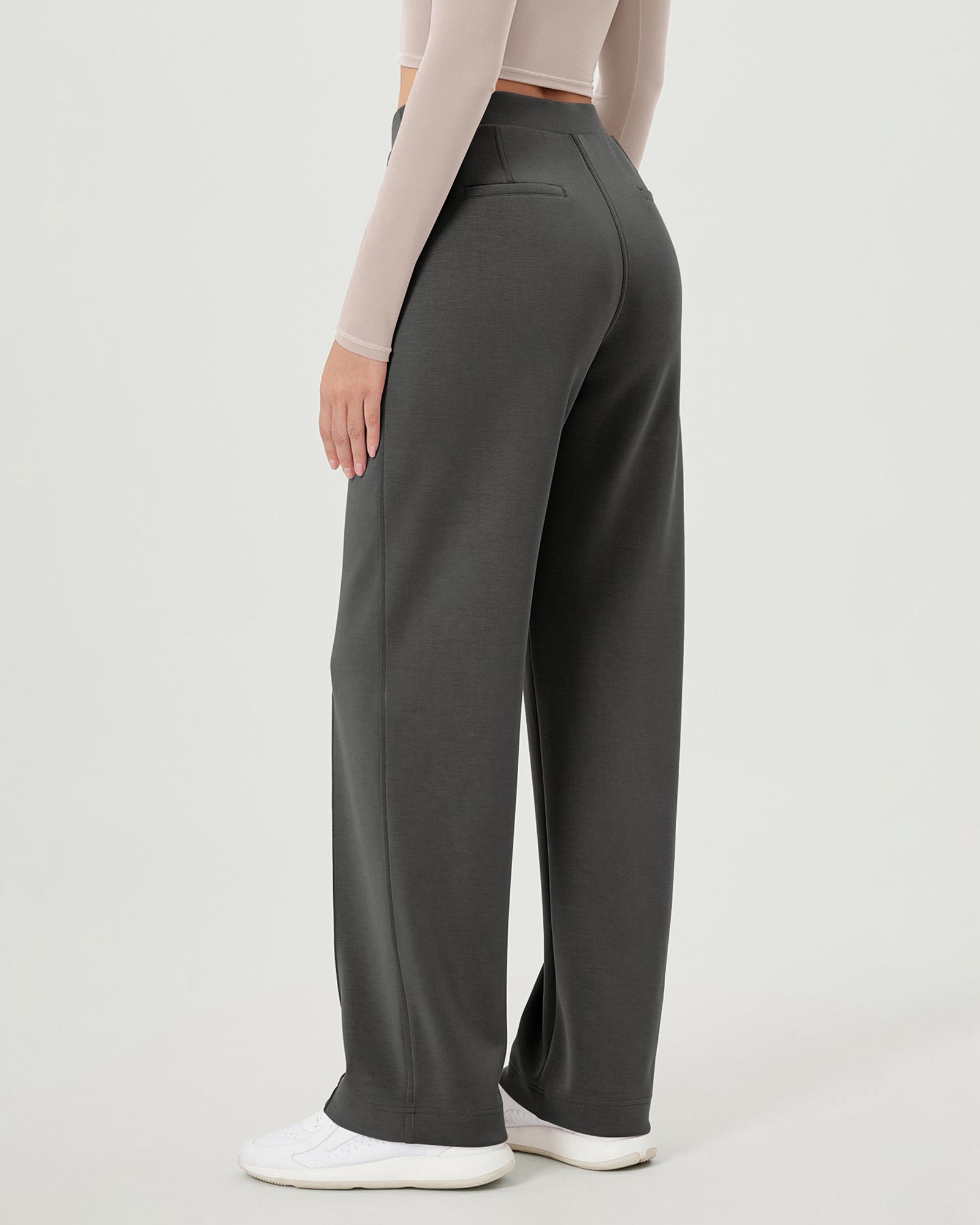 Modal Soft Mid Rise Pull-On Lounge Casual Work Pants with Pockets - ododos