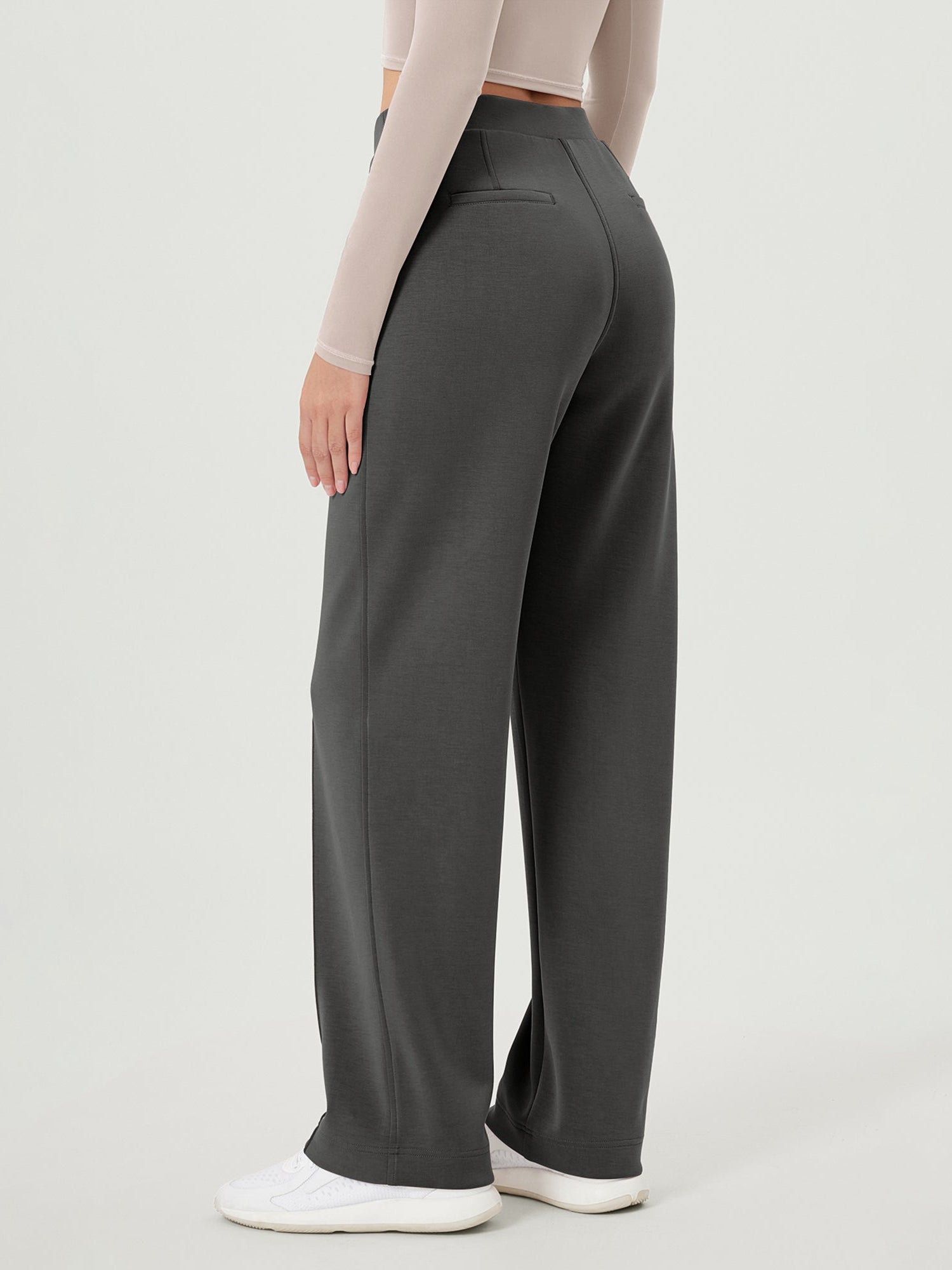 Modal Soft Mid Rise Pull-On Lounge Casual Work Pants with Pockets - ododos