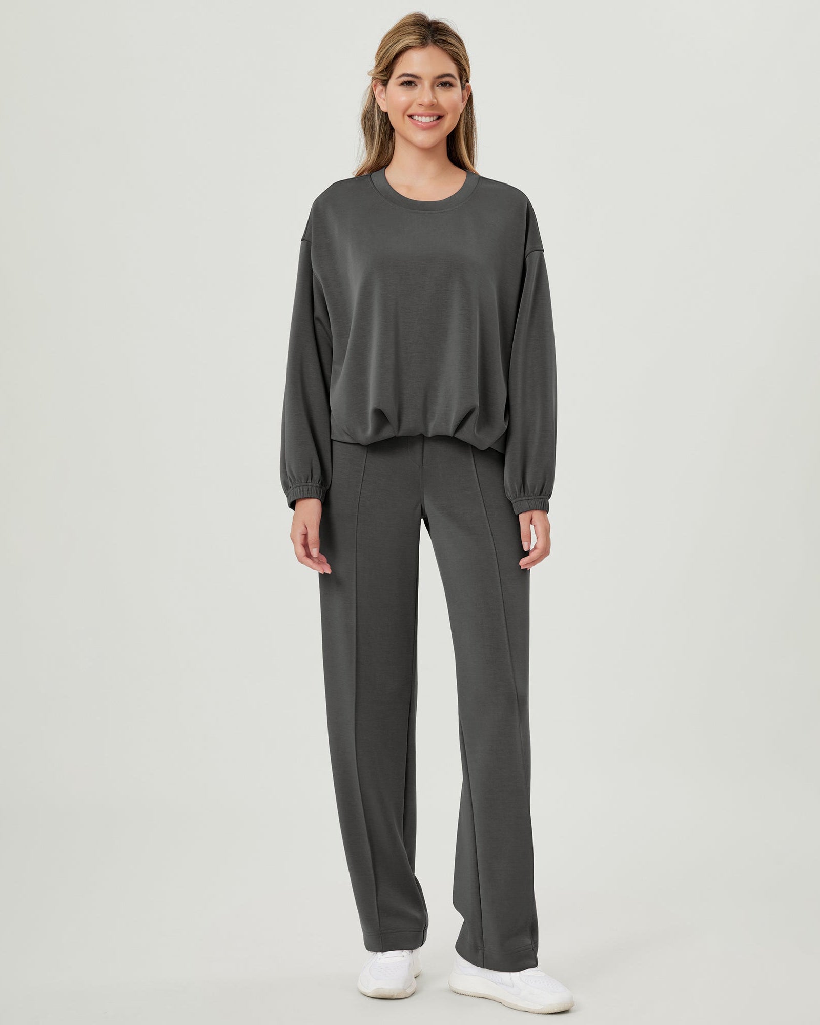 Modal Soft Mid Rise Pull-On Lounge Casual Work Pants with Pockets - ododos