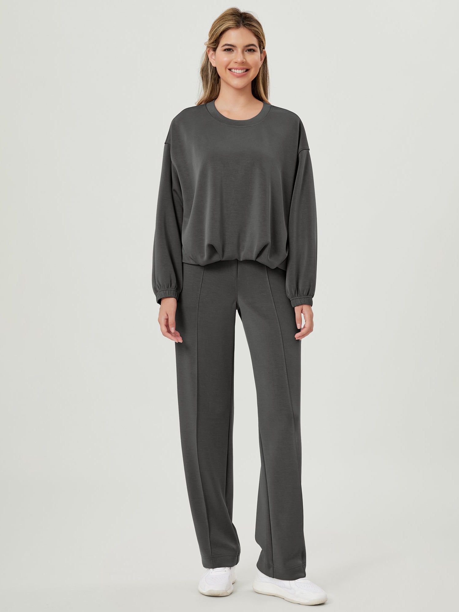 Modal Soft Mid Rise Pull-On Lounge Casual Work Pants with Pockets - ododos